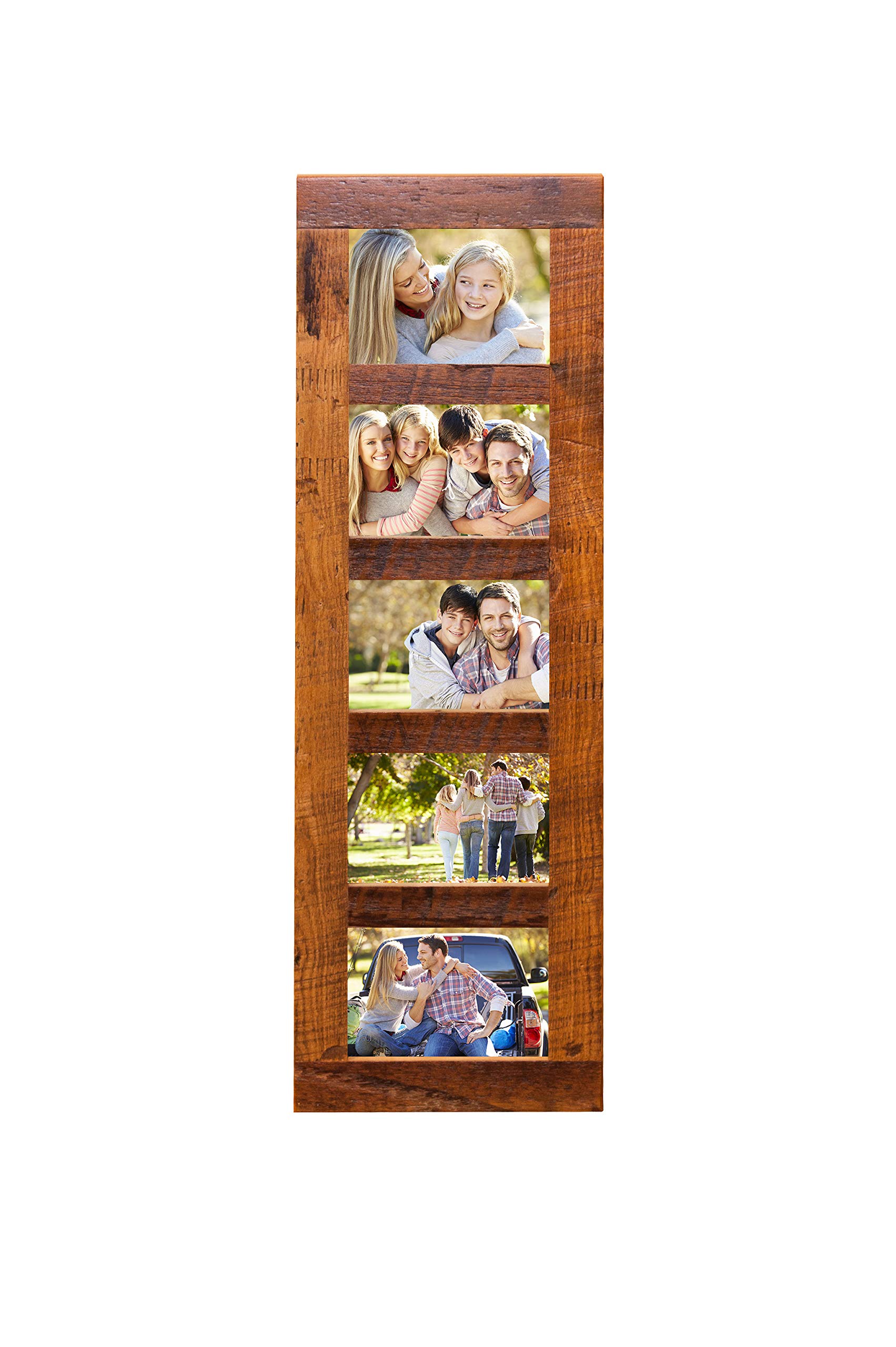 Rustic Reclaimed Barnwood Multi-Opening Photo Frame - 5x7 Floating Wall Collage Frame for Family Pictures - Perfect for Living Room, Bedroom & Farmhouse Decor