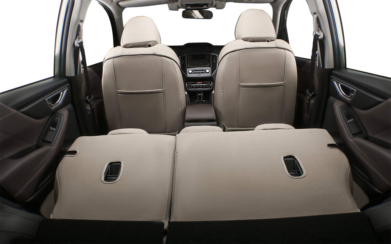 Premium Leather Car Seat Covers Full Set for Subaru Forester 2014-2018 - Custom Fit Front & Back Seats, Beige - Durable Seat Protector Accessories for Comfort & Style | Perfect for Road Trips, Family Travel & Daily Commute