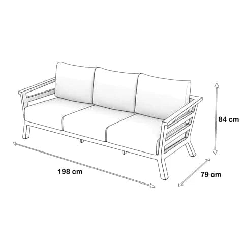 **Aveiro 3-Seater Sofa in Gunmetal Grey with Stone Olefin Cushions – Modern Living Room Furniture for Comfort & Style**