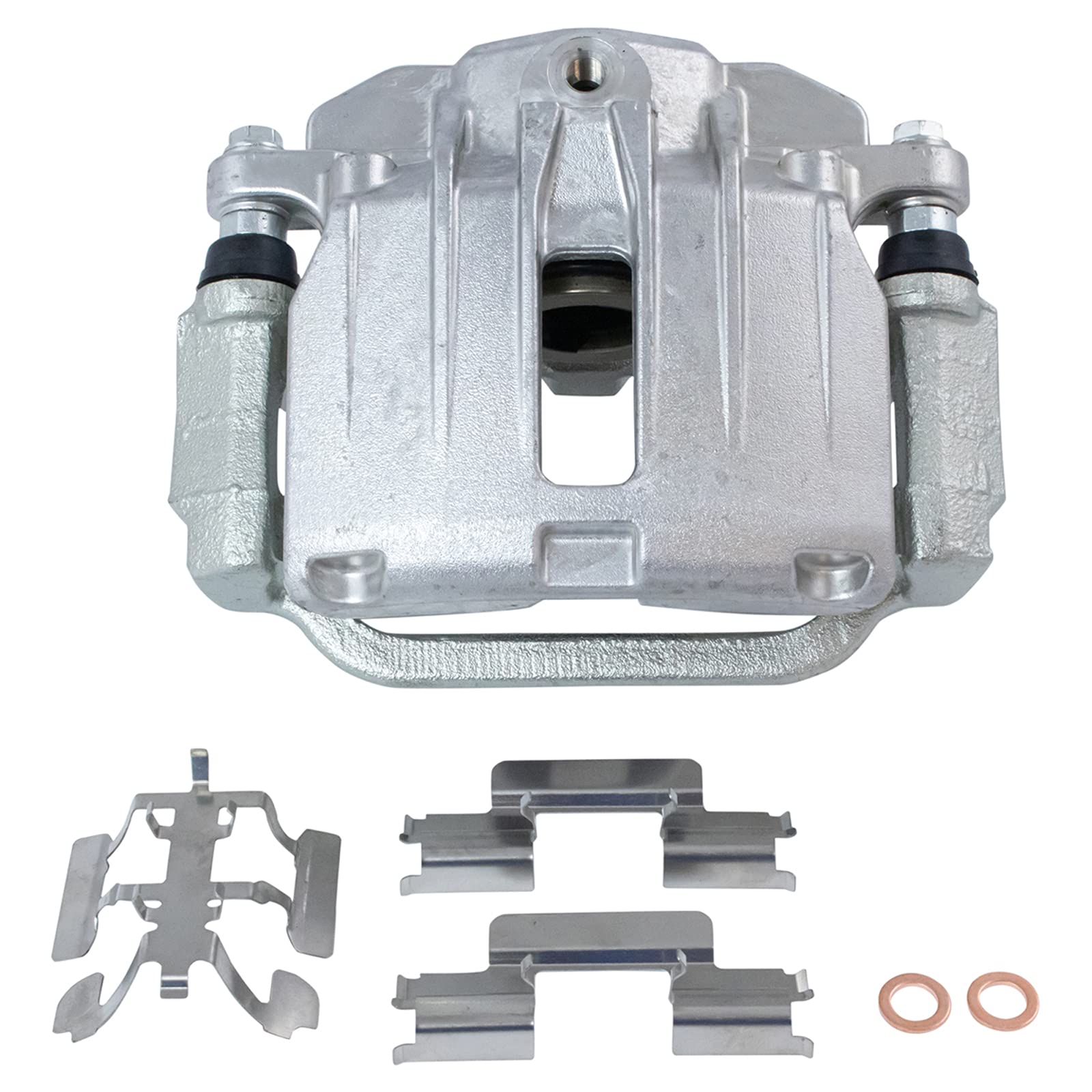 TRQ Rear Ceramic Brake Pads with Performance Drilled & Slotted Zinc Coated Rotors and Calipers - Perfect for High-Performance Vehicles, Racing, and Daily Driving