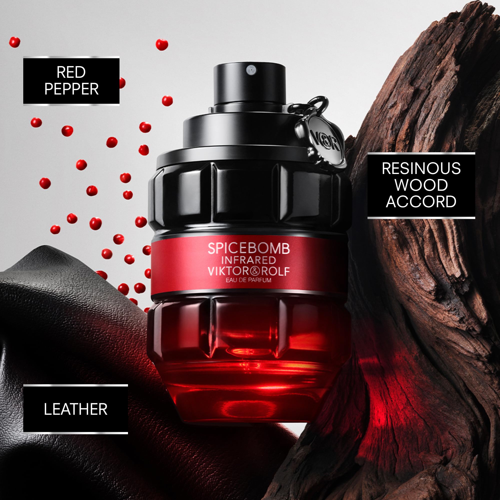 Viktor&Rolf Spicebomb Infrared Eau de Parfum for Men - Woody Spicy Cologne with Leather & Cinnamon Notes - 3 Fl Oz - Perfect for Date Nights & Special Occasions