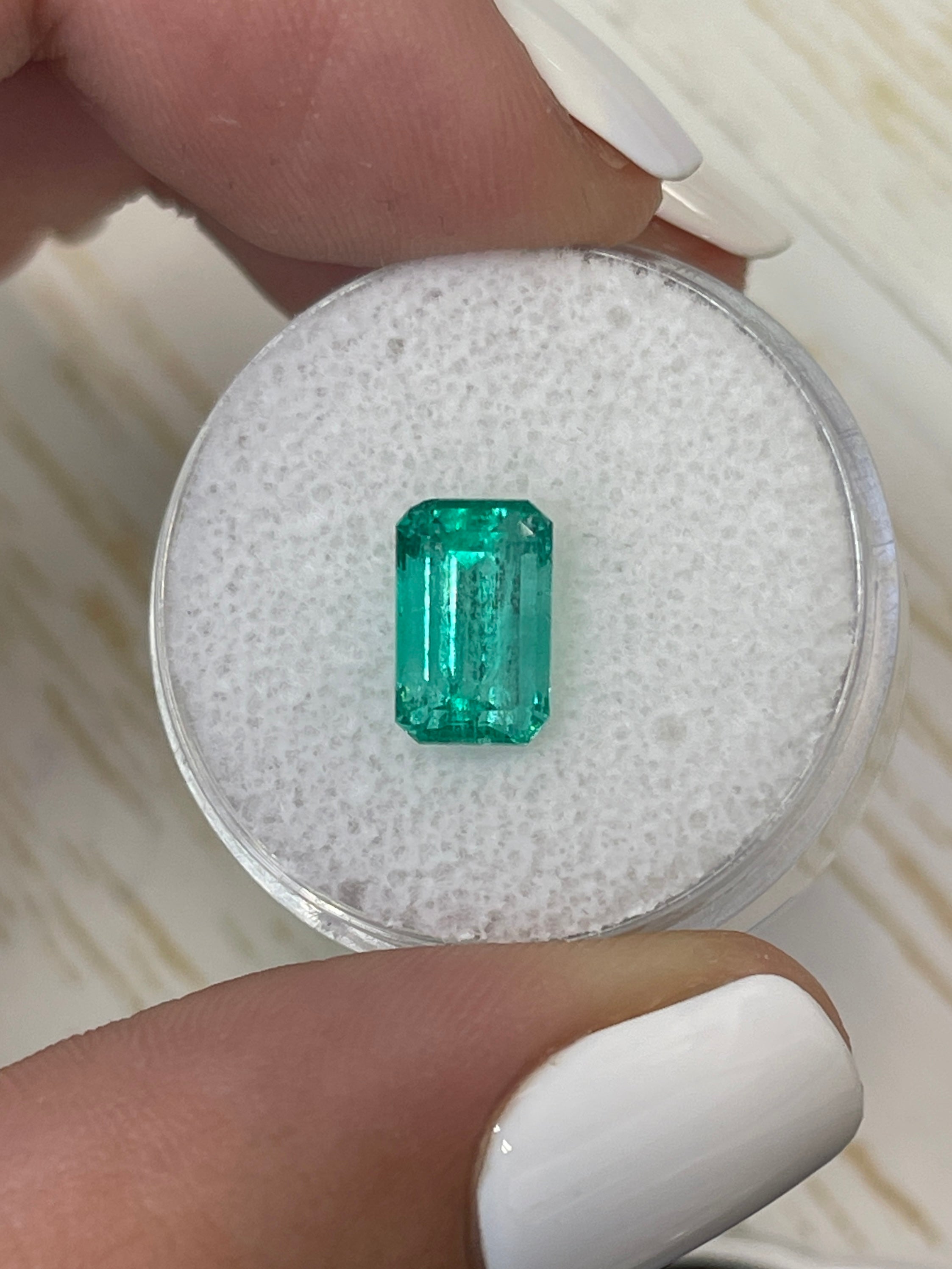 14K Gold Custom Diamond Ring with 1.96 Carat 9x6mm Bluish Green Natural Colombian Emerald - Emerald Cut | Luxury Engagement, Wedding, Anniversary Jewelry Gift for Women