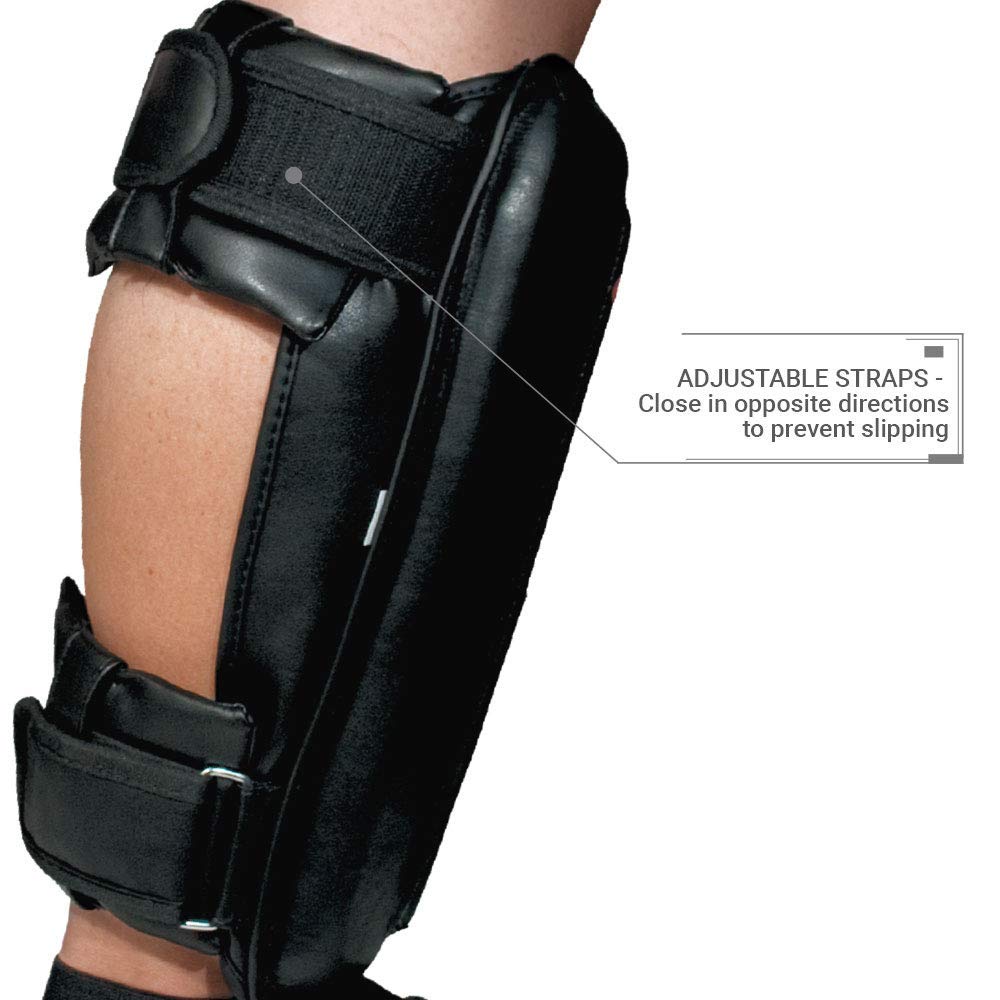 Revgear Defender Gel Heavy Hitter Shin Guards - Premium Gel Padding for Ultimate Comfort | Pre-Curved Design with Extra Cushion | Perfect Fit (Large) | Ideal for MMA, Kickboxing & Martial Arts Training