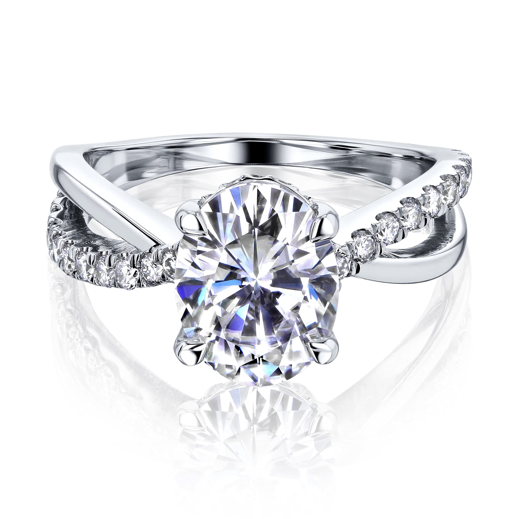 Kobelli 14K Gold Ribbon Bypass Oval Moissanite Engagement Ring for Women - Elegant Wedding Band, Anniversary Gift, Promise Ring for Her (Perfect for Proposals, Bridal Jewelry & Special Occasions)