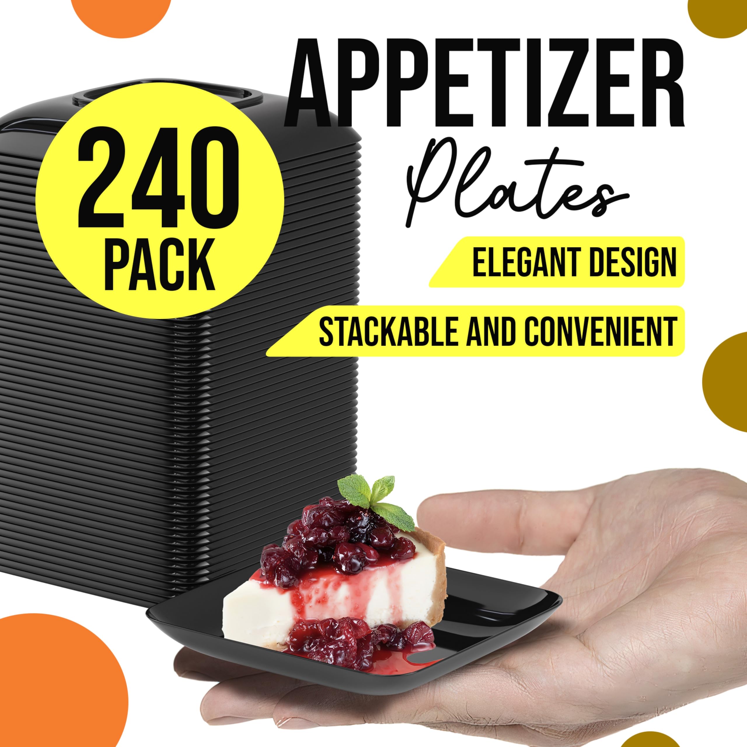 Eco-Friendly Mini Dessert Plates 240-Pack | 2.4