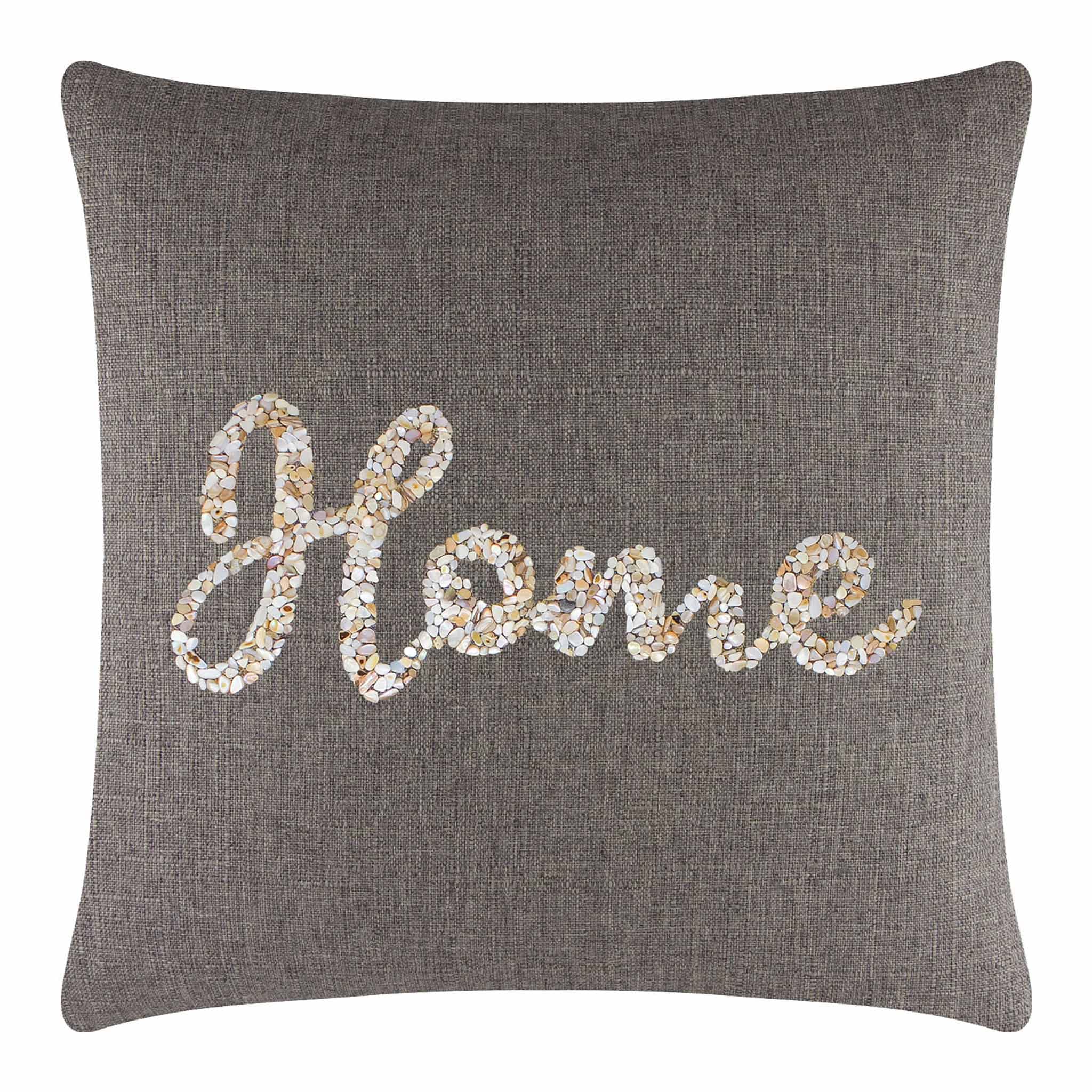 Shell Home Pillow with Nautical Washable Cover - 16x16 Brown Decorative Throw Pillow for Coastal Living Room, Beach House & Nautical Bedroom Decor