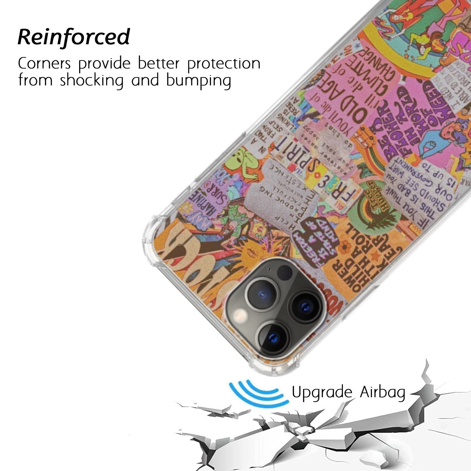 Aesthetic Abstract Art Collage Phone Case for iPhone 12 & 12 Pro - Trendy TPU Bumper Protective Cover for Women & Men - Perfect for Daily Use, Travel & Fashion Accessories