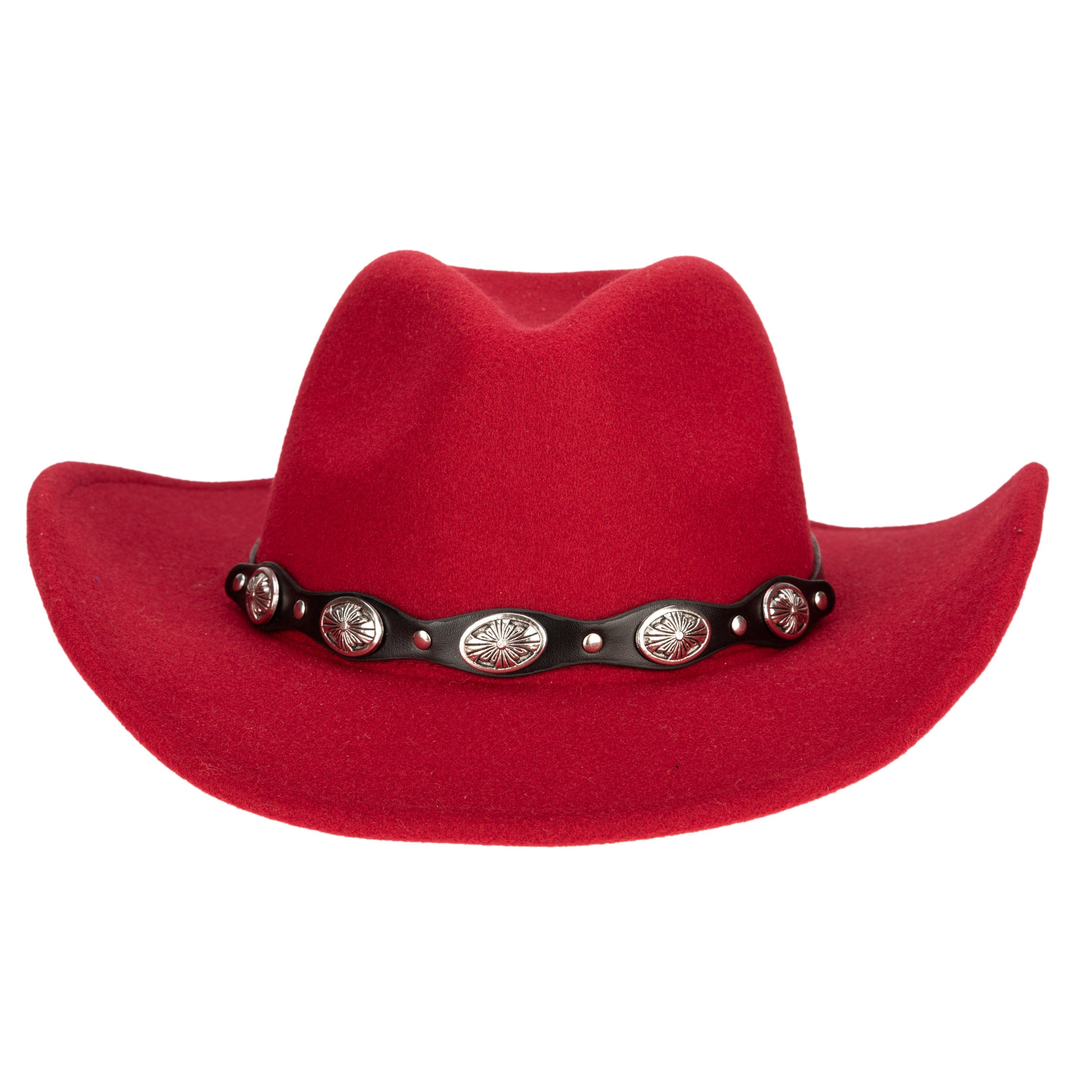 Women's Faux Felt Cowboy Hat with Western Concho Trim - Stylish Western Fashion Accessory for Rodeo, Country Music Festivals & Outdoor Adventures