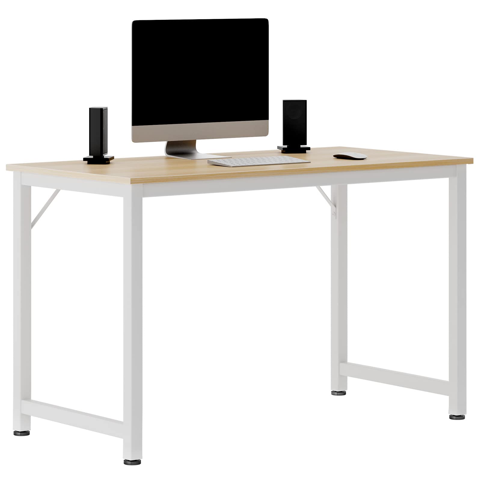 SogesFurniture 47.2 Inch Solid Wood Computer Desk - Sturdy Office Desk for Work, Study, Gaming & Meetings (Maple Finish) - Perfect for Home Office, Dorm Room & Workspace Setup
