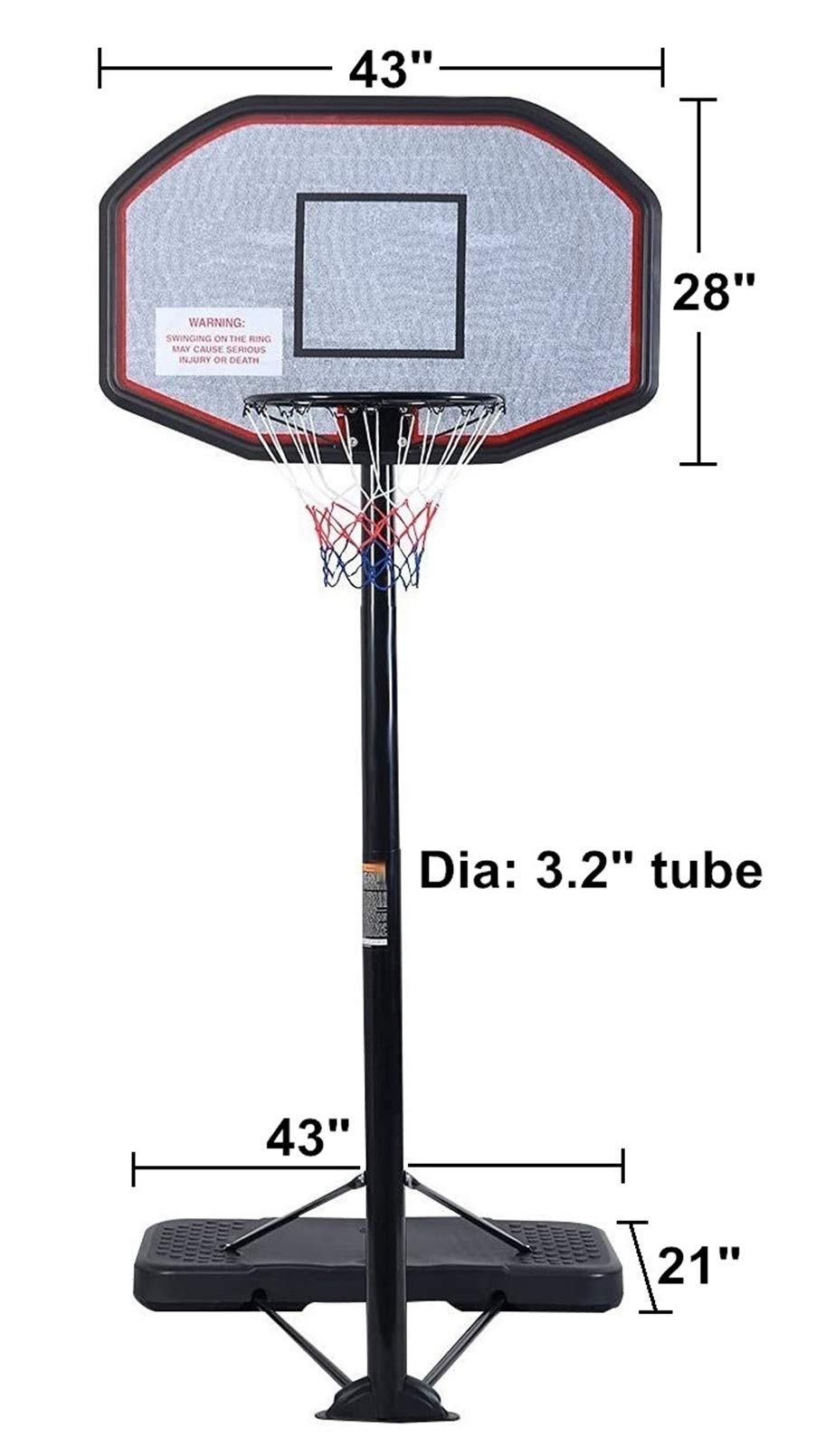 Adjustable Height Basketball Hoop System - 43