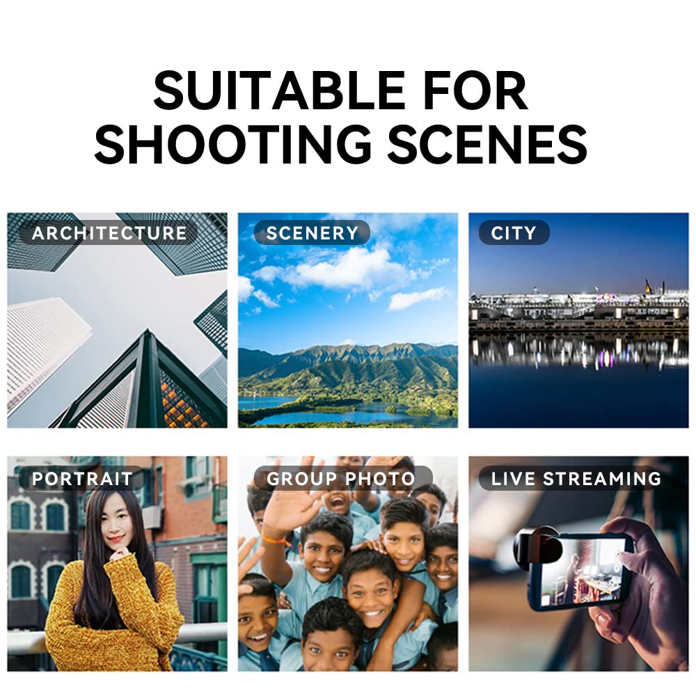 Kase 12mm 122° Wide Angle Lens for iPhone 7/8/11 Pro/XS/XR/12 Pro & Samsung - Universal Clip-on Phone Camera Lens for Architecture, Portraits, Live Streaming - Perfect for Travel Vlogging, Landscape Photography and Social Media Content Creation