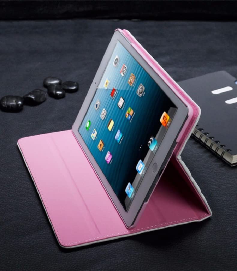 Topwin Bling Crystal iPad Case for iPad 9.7 (2018/2017), iPad Air 2/1 - Elegant PU Leather Smart Cover with Auto Sleep/Wake, Shockproof Stand Case for iPad 5th/6th Gen (Pink, No Buckle) - Perfect for Work, School & Travel Protection