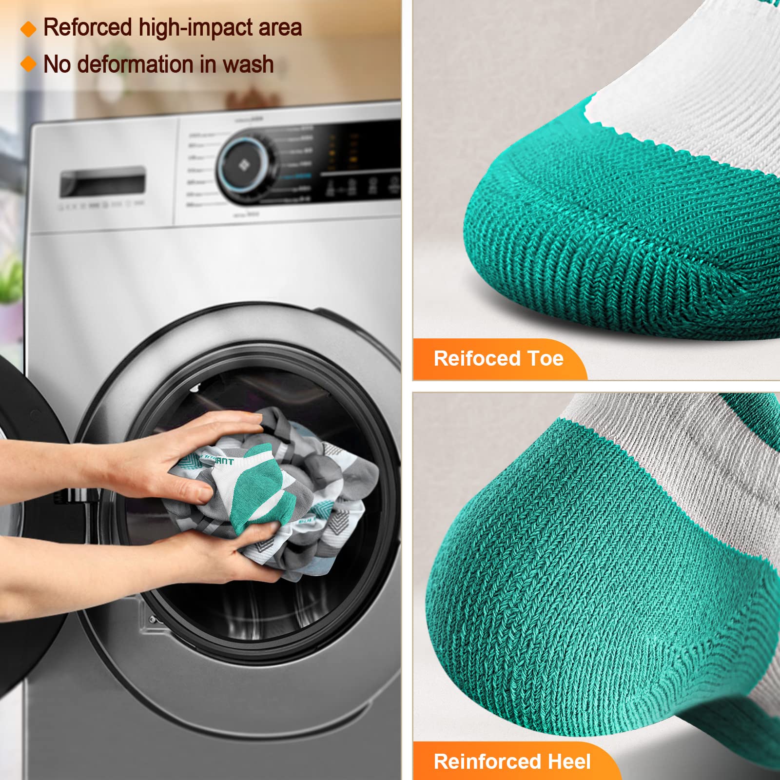 BULLIANT Women's Athletic Ankle Socks - 6 Pairs No Show Cushioned for Running & Walking with Arch Support - Gym & Daily Wear