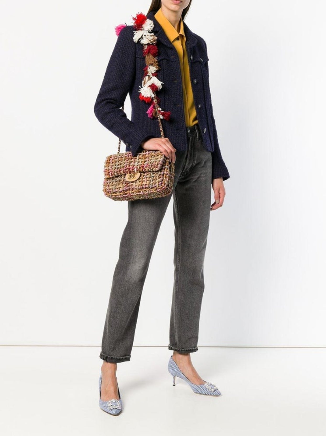 Chanel Limited Edition 2015 Dubai Resort Runway Woven Pom Pom Classic Flap Bag - Luxury Designer Handbag for Women, Evening Parties & Special Occasions