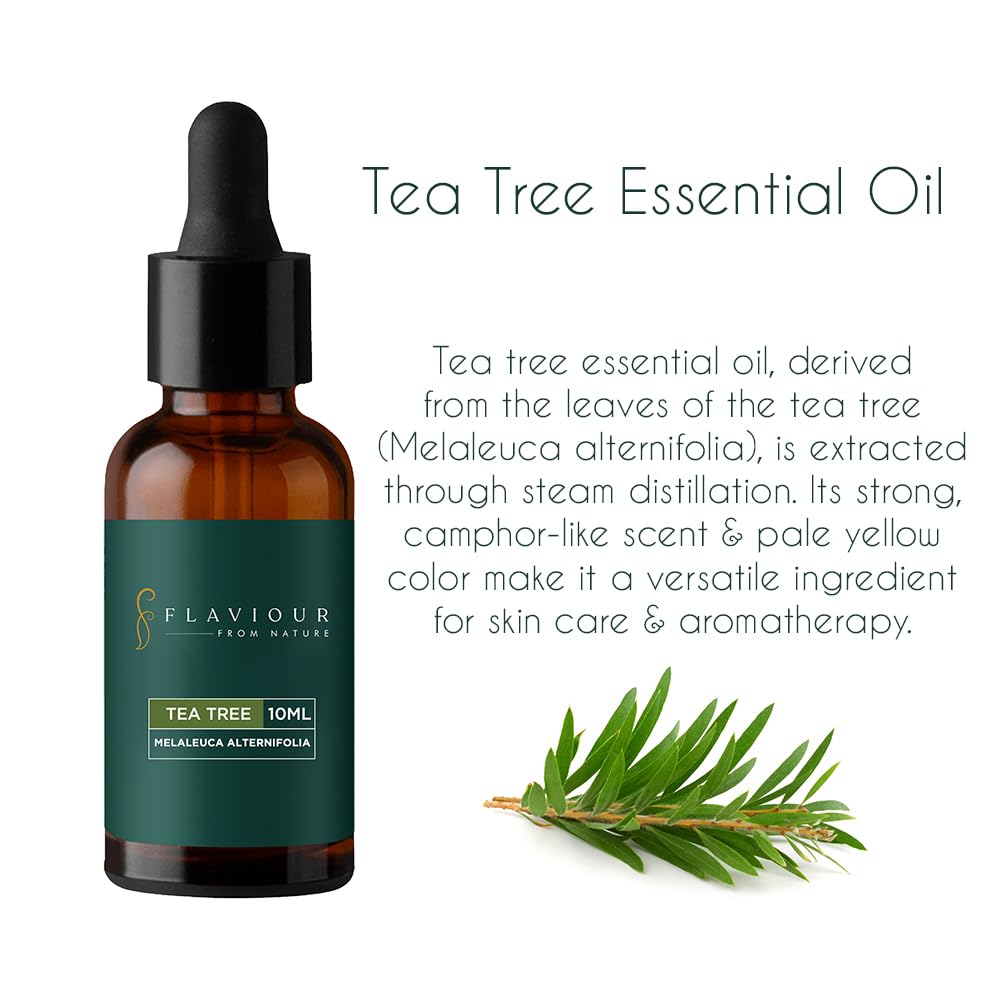 100% Pure Natural Tea Tree Essential Oil for Skin, Hair & Acne Care - Moisturizing, Cleansing & Dandruff Treatment - Promotes Sleep & Relaxation - 10ml Bottle - Perfect for Aromatherapy, Massage & DIY Beauty Products