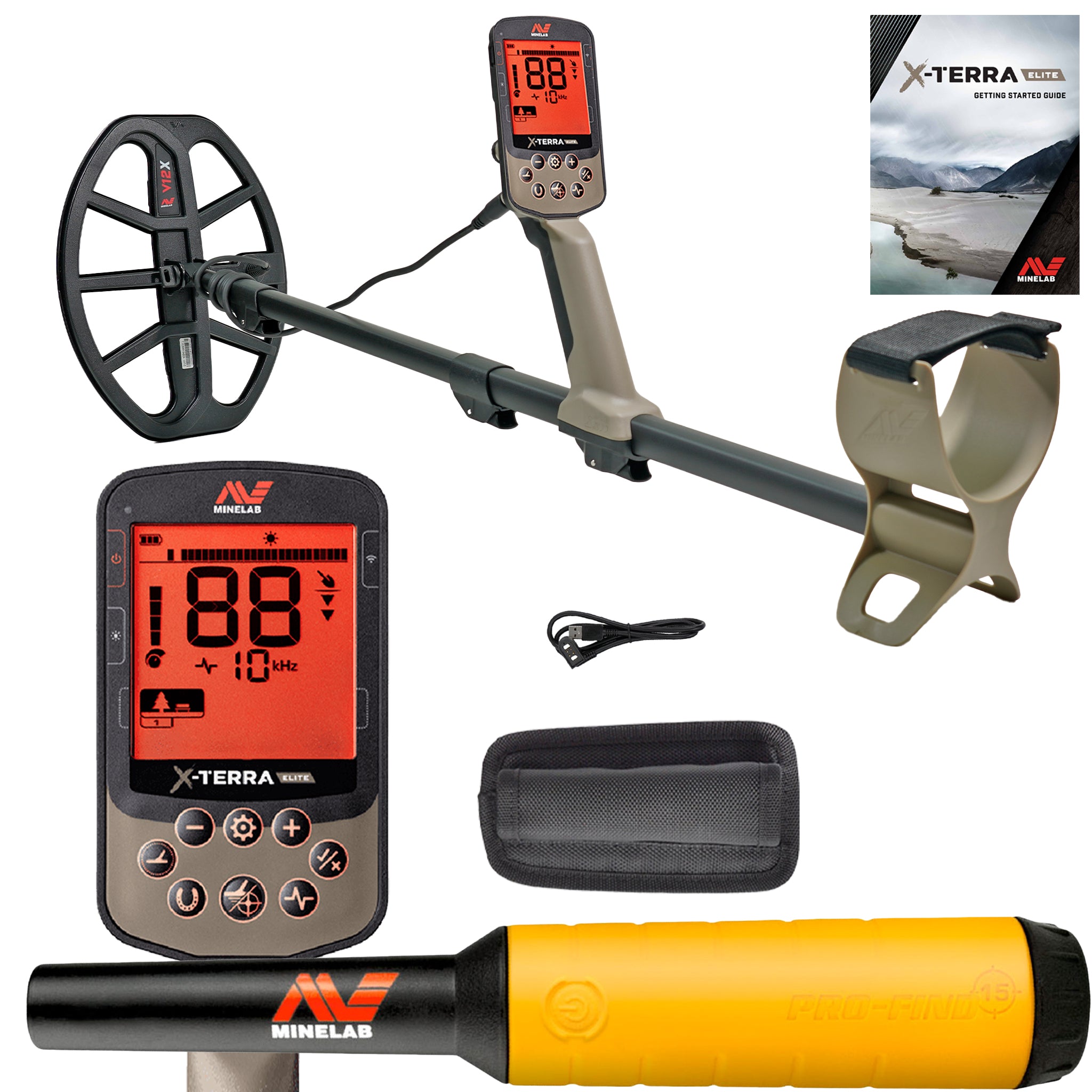 Minelab X TERRA ELITE Waterproof Metal Detector with Pro Find 15 Pinpointer - Professional Gold & Treasure Hunting Gear for Beach, Park & Outdoor Adventures