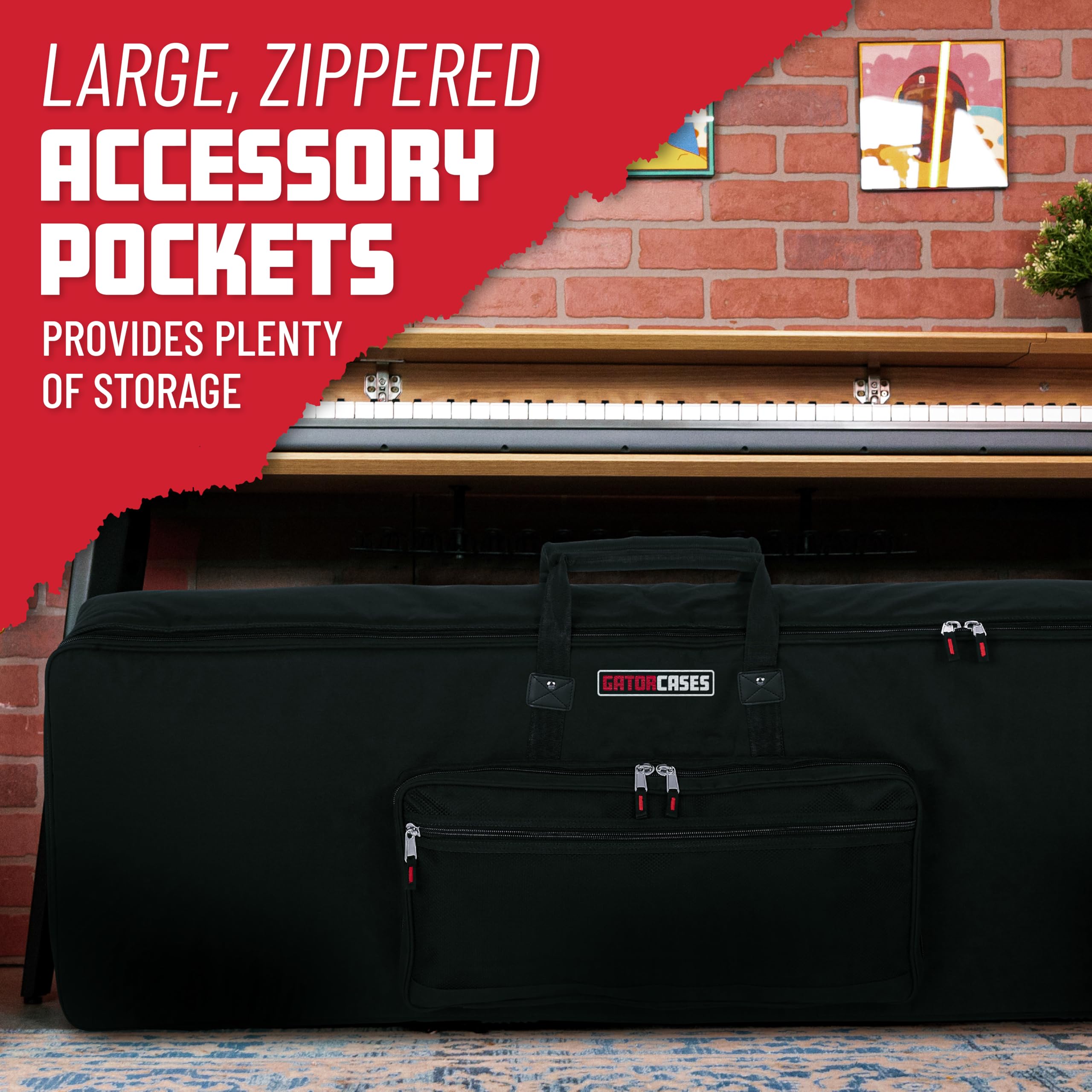 Gator Cases GKB-88 Padded Keyboard Gig Bag for 88-Key Keyboards - Durable Protection for Piano, Synthesizer & Digital Keyboard Transport to Gigs, Studios & Lessons
