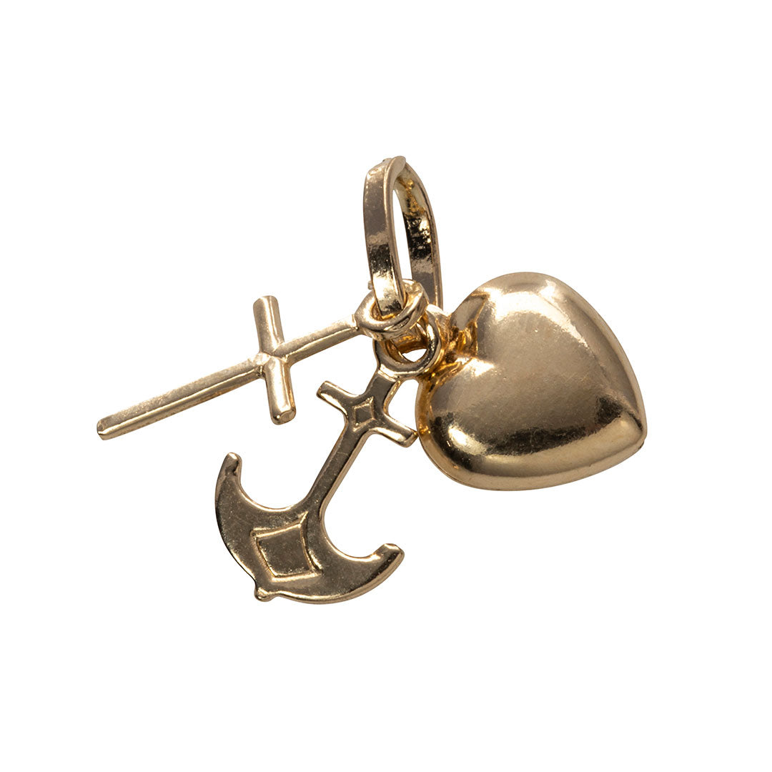 14K Gold Faith Hope & Charity Charm Pendant - Elegant Inspirational Jewelry Gift for Women - Perfect for Daily Wear, Special Occasions & Meaningful Gifts