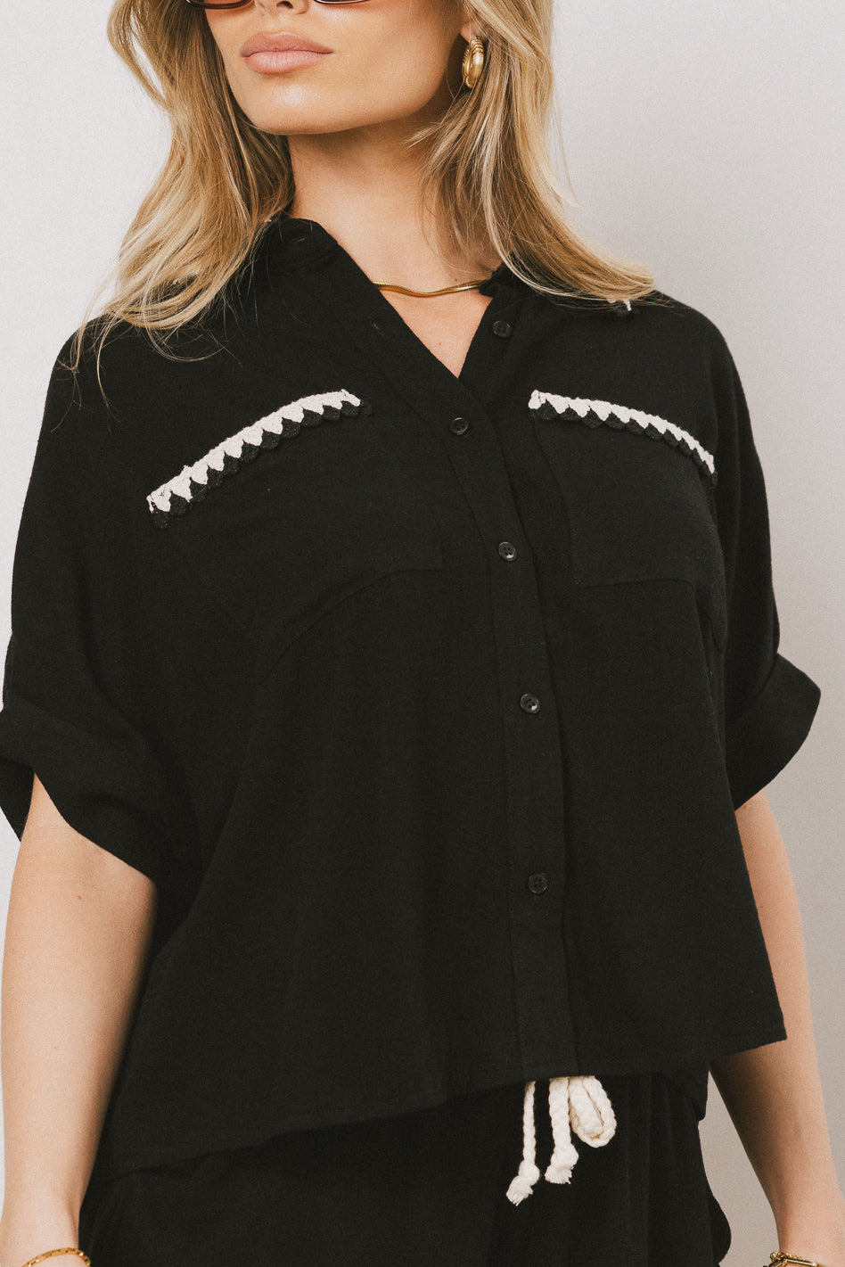 Kiana Embroidered Button Up Shirt for Women | Stylish Floral Embroidered Blouse | Perfect for Office, Date Night & Spring Outfits