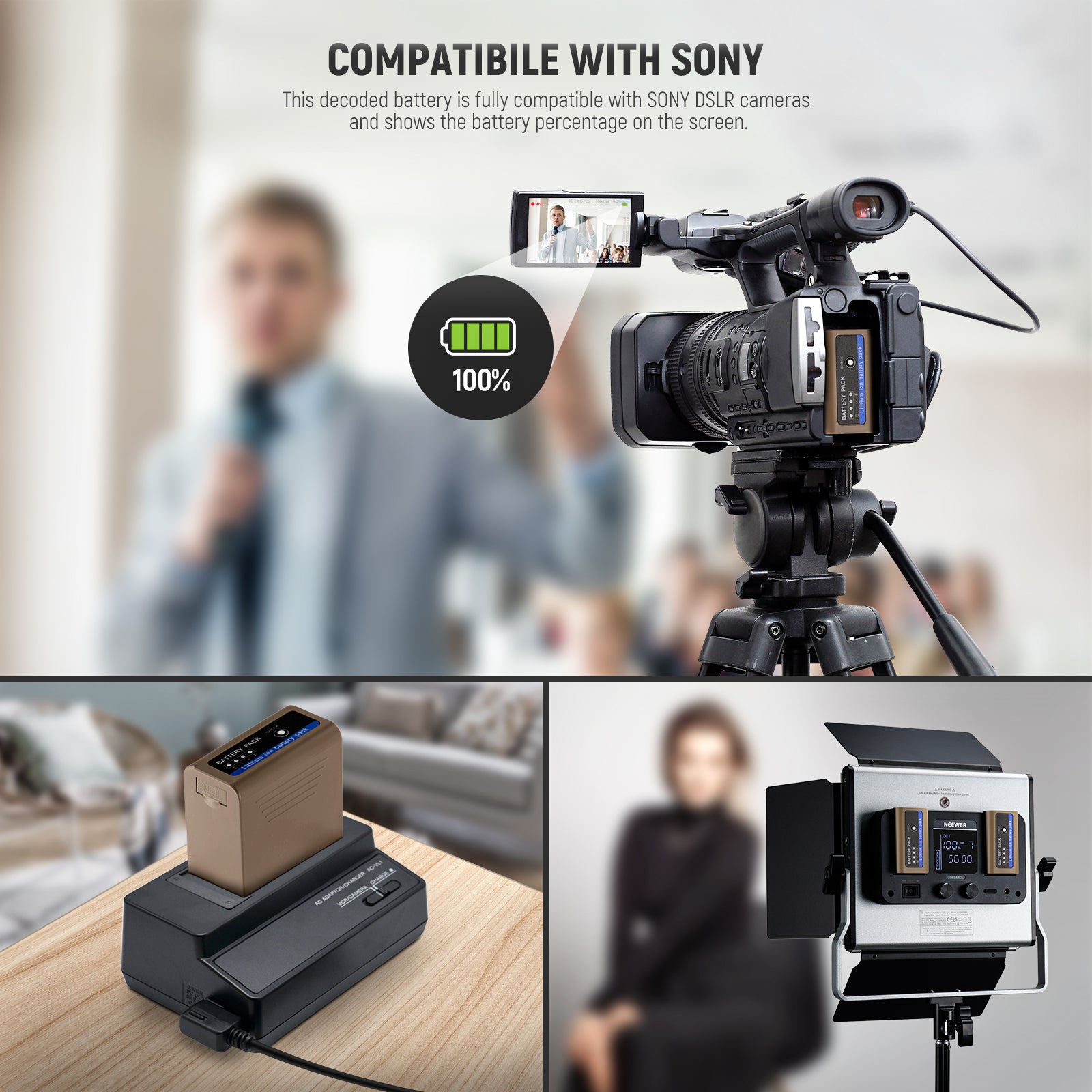 NEEWER NP-F970 10500mAh Replacement Battery for Sony Cameras - Power Your Photography & Videography Sessions All Day