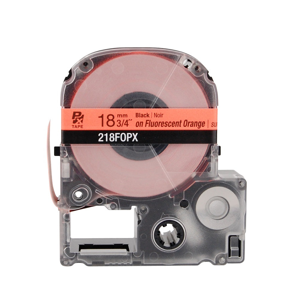 Epson 218FOPX 3/4 Inch Black on Fluorescent Orange Label Tape - High Visibility for Office, Shipping & Industrial Use