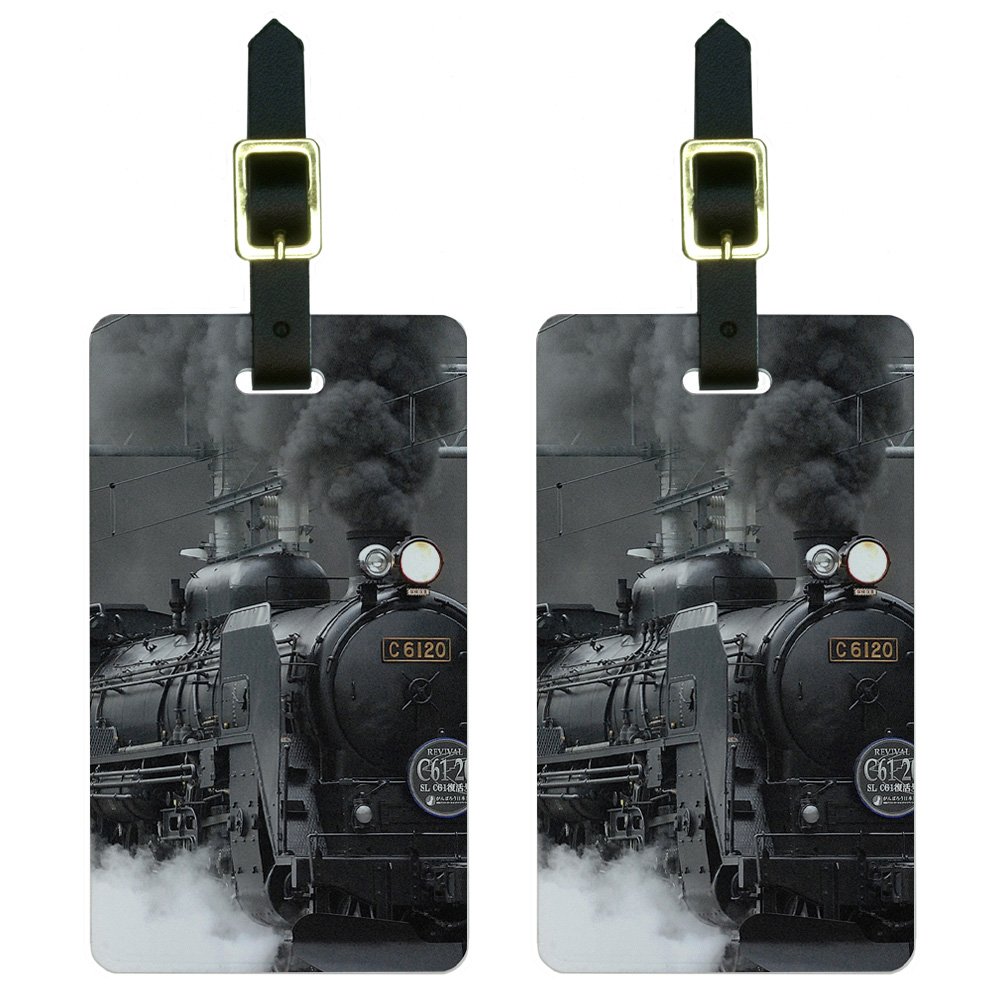 Vintage Steam Train Locomotive Luggage Tags - Set of 2 Suitcase ID Tags for Travel & Carry-On Bags - Perfect for Train Enthusiasts and Travel Accessories