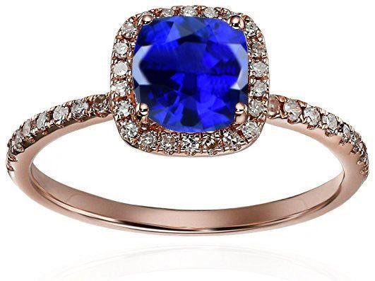 1.25 Carat Blue Sapphire & Moissanite Diamond Engagement Ring - 10k Rose Gold Wedding Band for Women - Perfect for Proposals, Anniversaries & Special Occasions