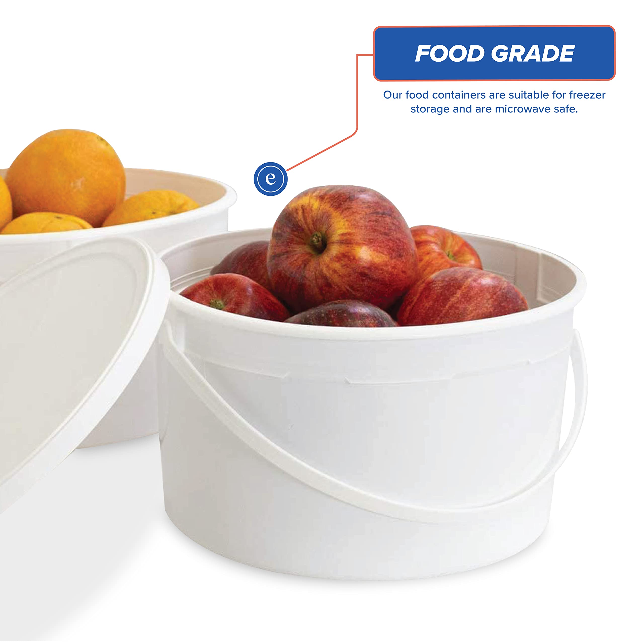 ePackageSupply 10-Pack 1 Gallon BPA-Free Food Grade HDPE Plastic Buckets with Lids - Freezer Safe Round Containers for Ice Cream, Soup & Food Prep - Made in USA | Perfect for Commercial Kitchens, Catering & Bulk Food Storage