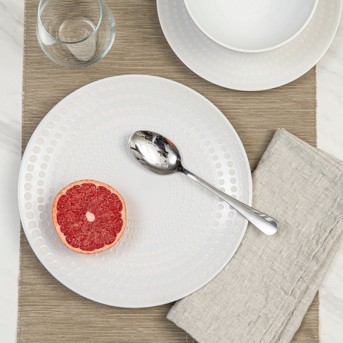 12-Piece Bijou Ceramic Dinnerware Set - Elegant Pearl White Plates & Bowls for Everyday Dining, Entertaining, and Special Occasions