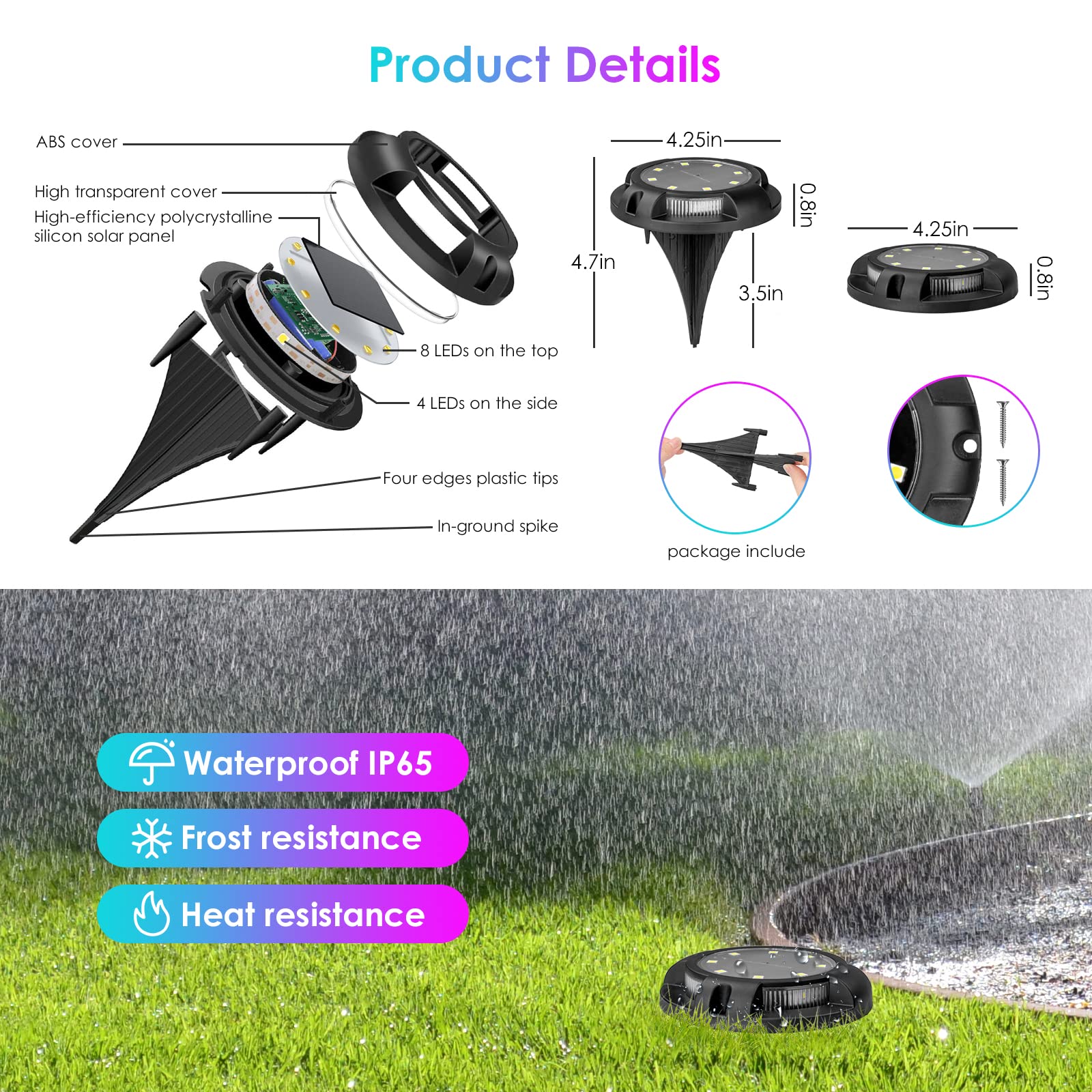 Fohil 12 Pack Solar Disk Lights - 12 LED Waterproof Outdoor In-Ground Lights for Pathway, Lawn, Yard, Patio, Walkway, Driveway, Deck, Garden Decor - Warm White Solar Landscape Lighting for Nighttime Safety and Ambience
