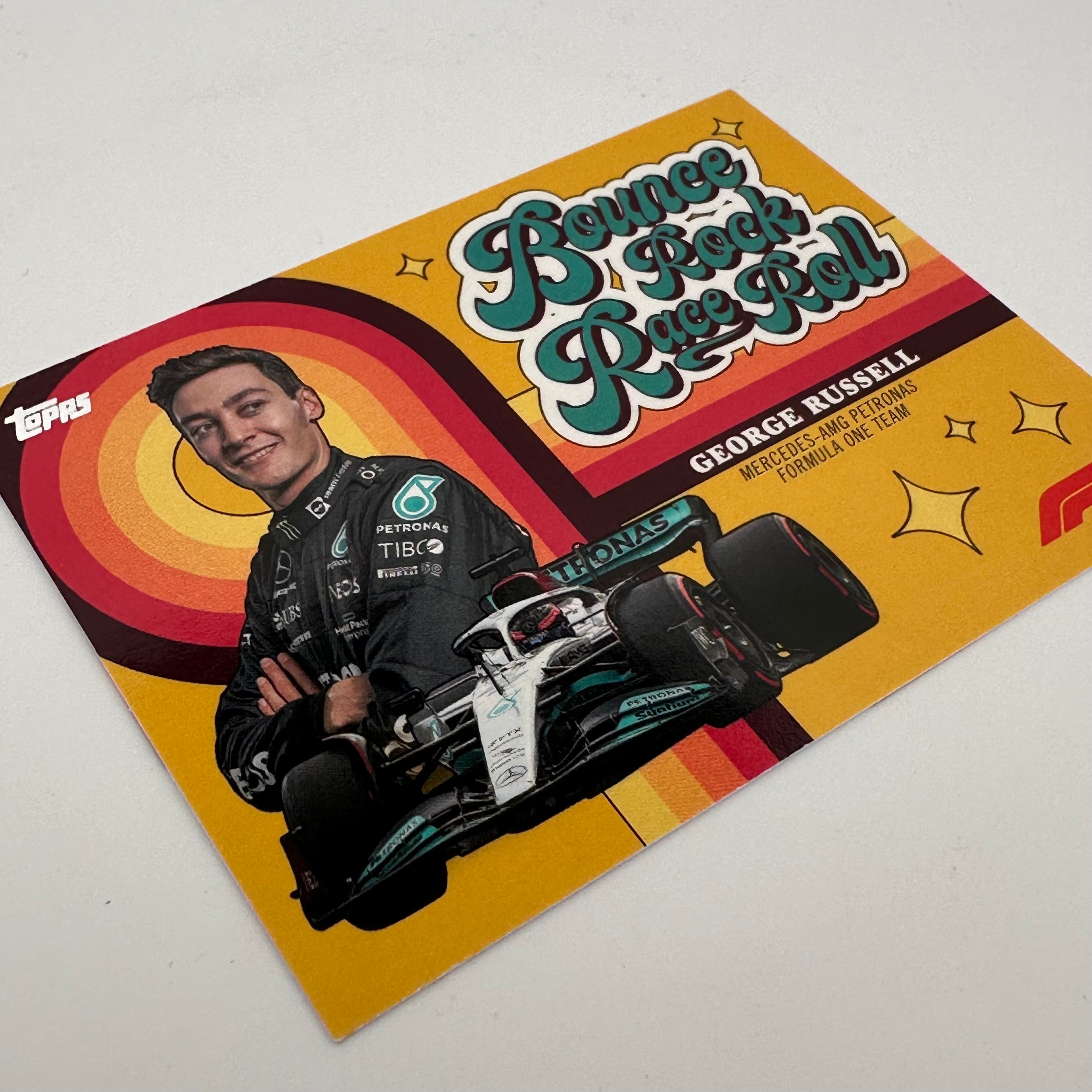 2022 Topps Formula 1 George Russell #13/50 Gold Parallel Card - Bounce Rock Race Roll Edition - Perfect for F1 Collectors and Racing Fans Display