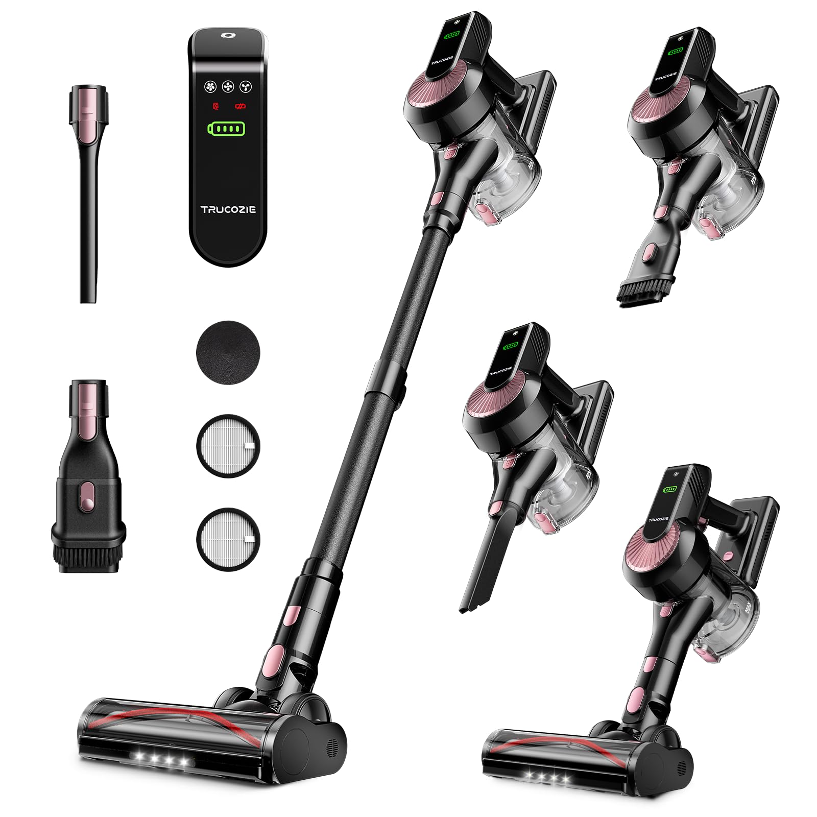 Powerful 40KPA Cordless Vacuum Cleaner - 8-in-1 Lightweight Stick Vacuum with 45 Mins Runtime | Strong Suction for Carpets, Hardwood Floors & Pet Hair | Anti-Tangle Wireless Vacuum for Home & Car Cleaning (Black) - Perfect for Quick Cleanups & Pet Owners