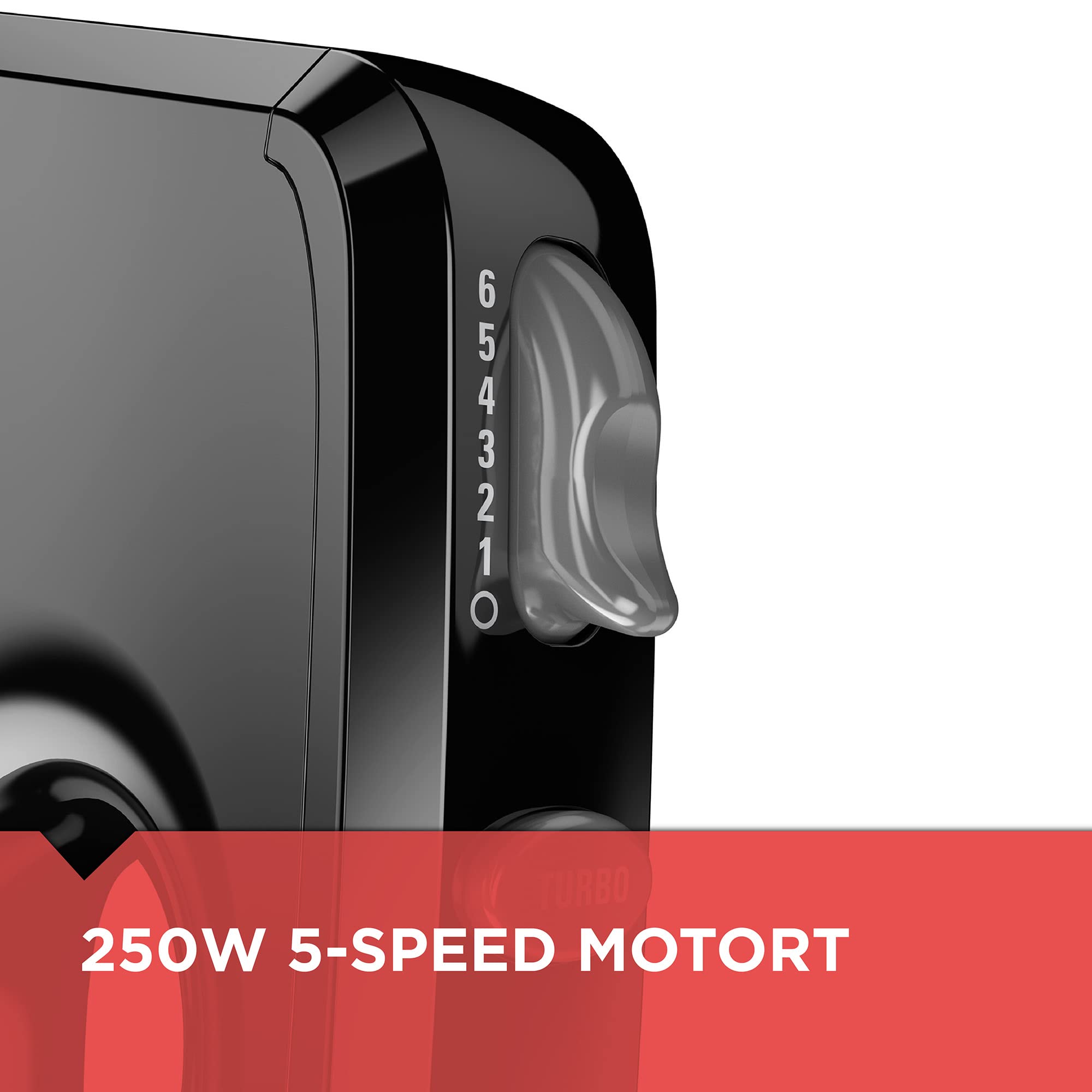 BLACK+DECKER 5-Speed Hand Mixer with Turbo Boost - 5 Attachments & Storage Case - Easy Eject Feature - Perfect for Baking Cakes, Cookies & Whipping Cream (Black)