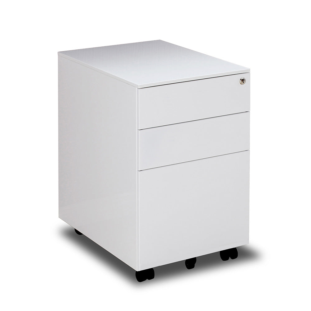 MARLO 3-Drawer Mobile Pedestal Cabinet - White | Rolling Storage Organizer for Office, Home & Classroom | Compact File Cabinet with Wheels for Easy Mobility