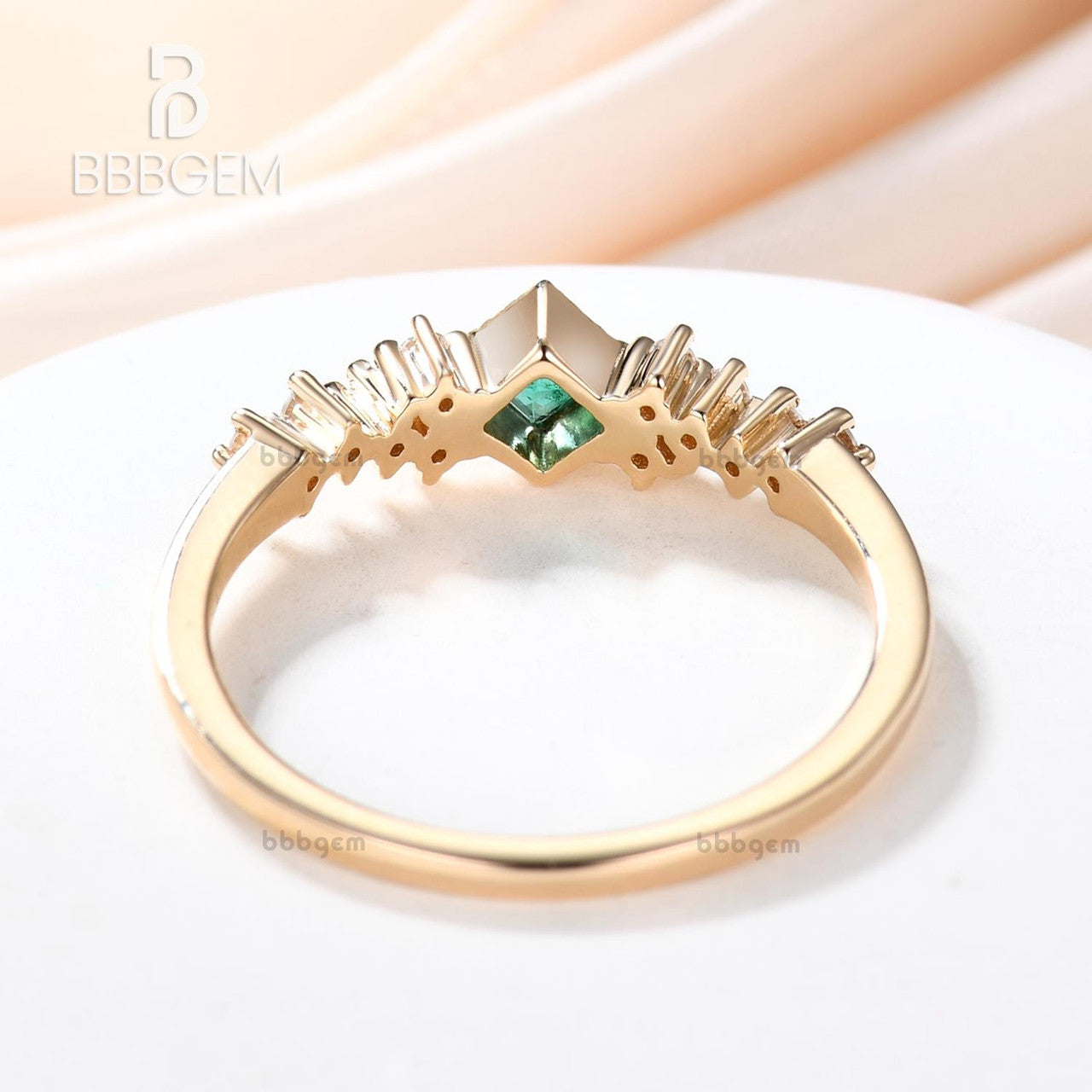 3.5mm Natural Emerald Square Cut Ring for Women - 14K White Gold Minimalist Everyday Jewelry - Perfect for Daily Wear, Office & Special Occasions