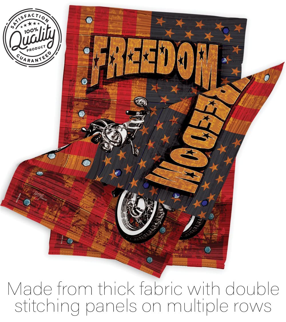 Americana Motorcycle Banner - Patriotic Vertical Garden Flag 13x18.5in for Outdoor Decor