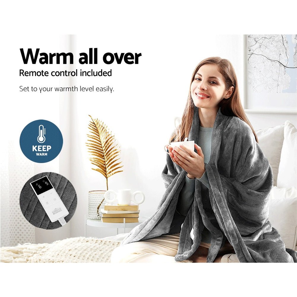 Electric Heated Throw Blanket - Ultra Soft Fleece, Machine Washable, Silver - Perfect for Cozy Nights, Winter Warmth & Home Comfort