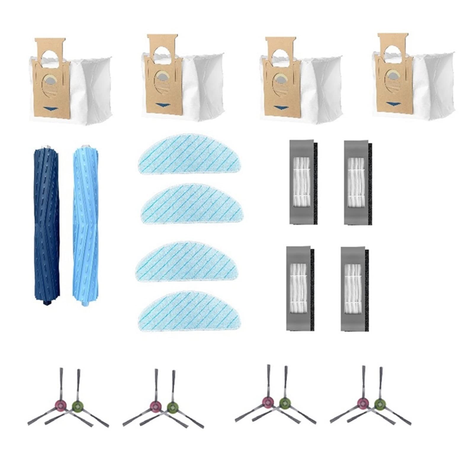 Ecovacs T9AIVI Robot Vacuum Cleaner Accessories Kit - Main Brush, Side Brush, HEPA Filters, Cleaning Mops, Dust Bags - Replacement Parts for Deep Cleaning - Perfect for Pet Hair, Hardwood Floors & Carpets