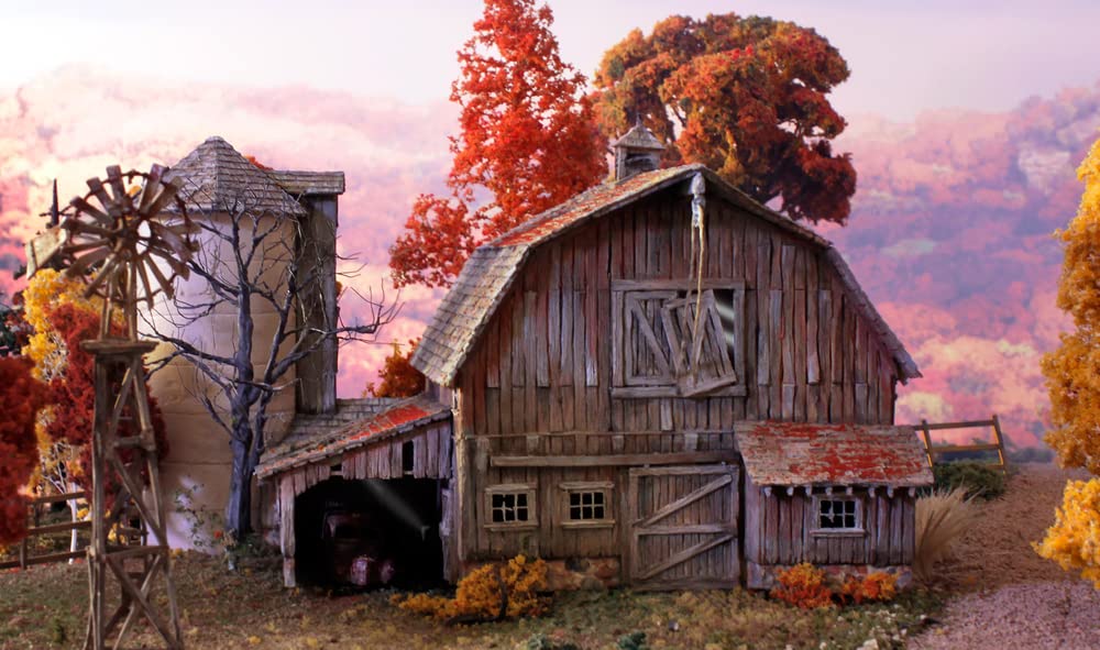 Woodland Scenics BR5038 HO Scale Old Weathered Barn Built & Ready Kit - Realistic Model Train Building for Railroad Scenery & Diorama Displays