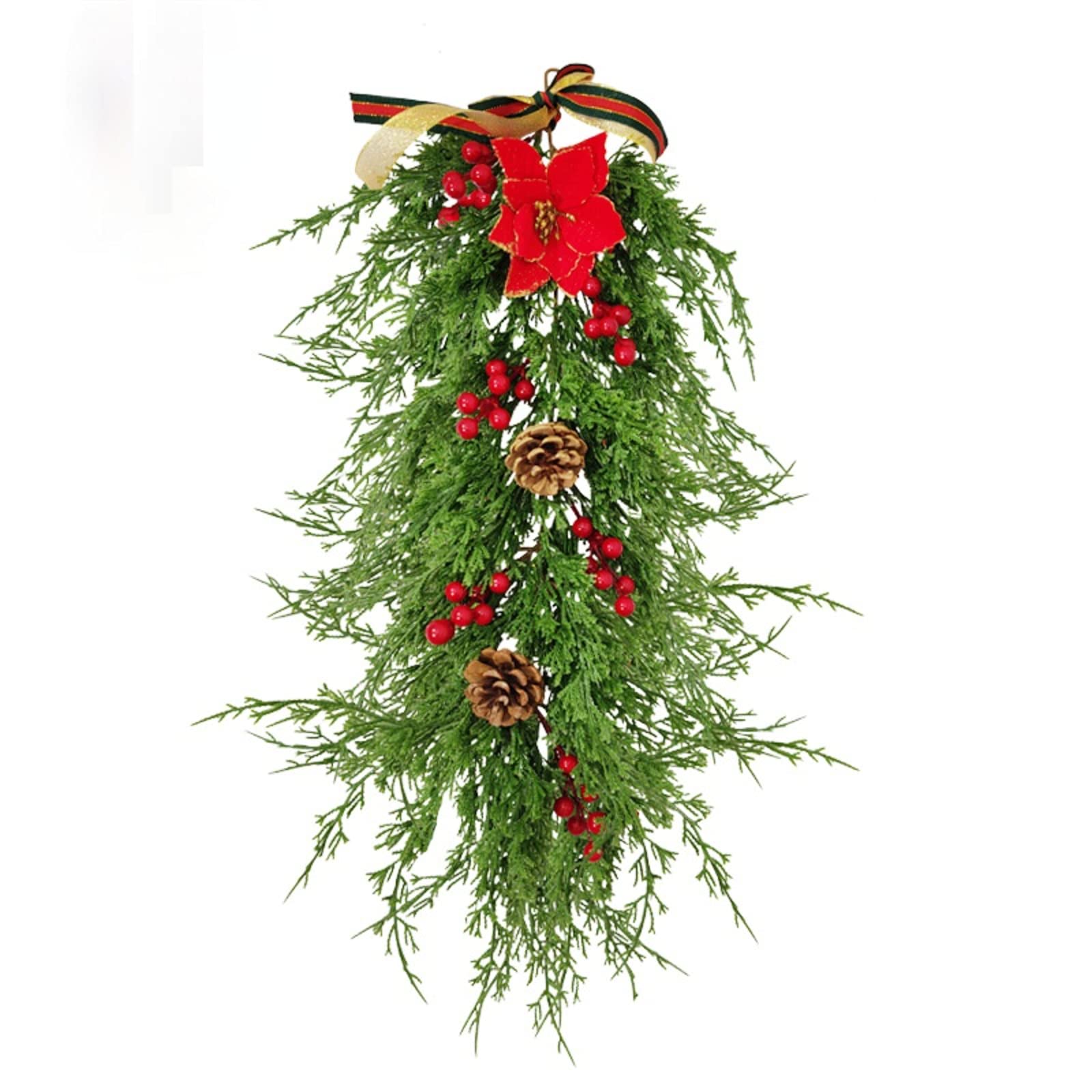 Artificial Green Pine Needles Christmas Pendants - Festive Wall Hanging Decor for Door, Wall & Holiday Home Decoration (Indoor/Outdoor Use) - Perfect for Christmas Tree, Fireplace Mantel & Front Door Decorating