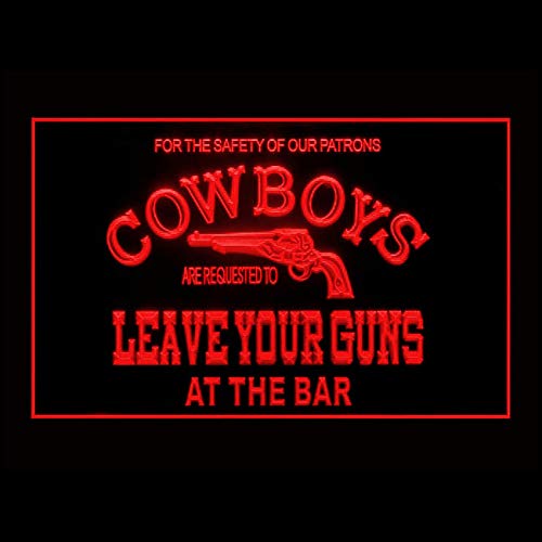 220034 Cowboys Leave Your Guns at The Bar Western LED Light Sign - Vintage Saloon Decor for Home Bar, Man Cave & Western Themed Parties