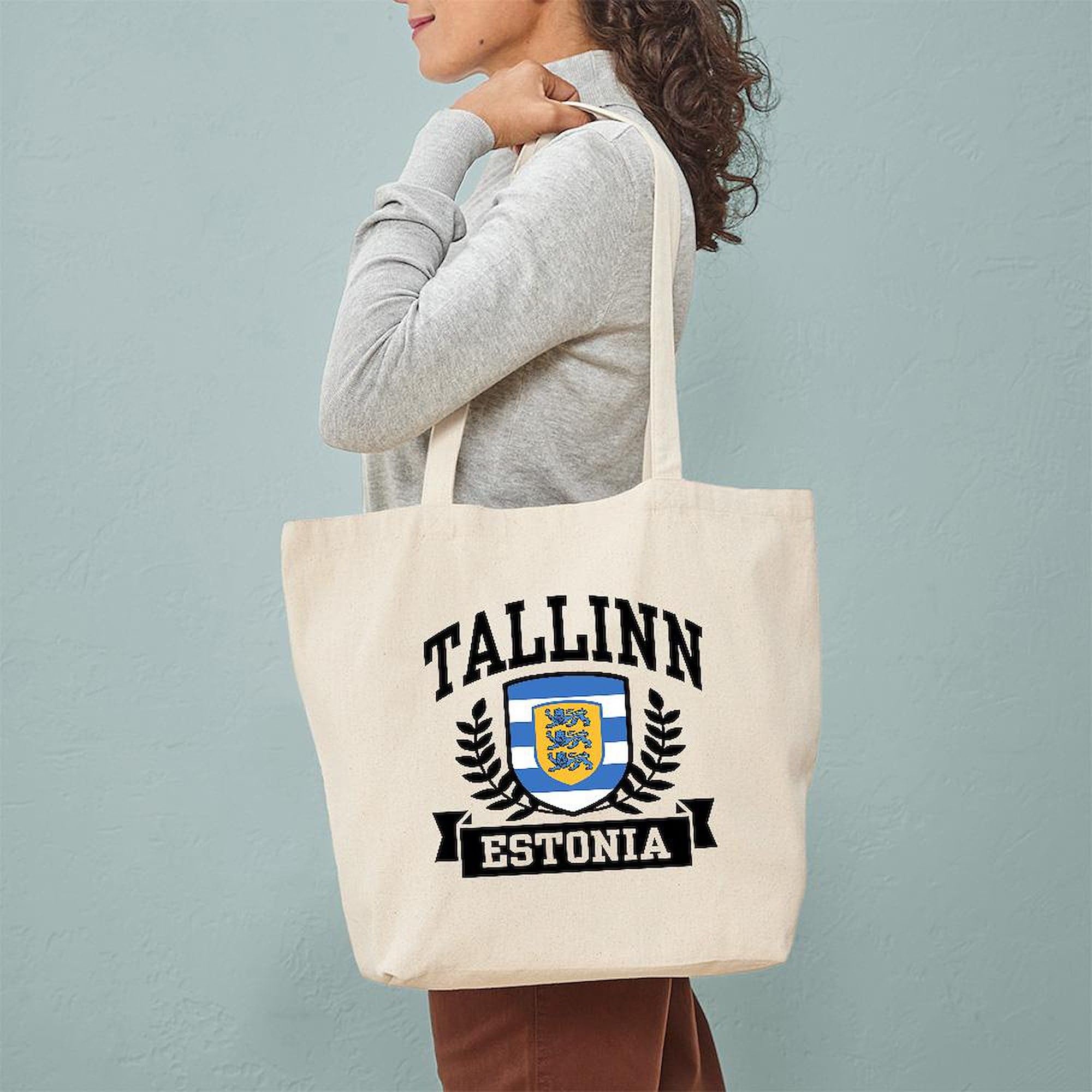 Stylish Tallinn Estonia Tote Bag - Natural Canvas Reusable Shopping Bag for Groceries, Beach & Daily Use