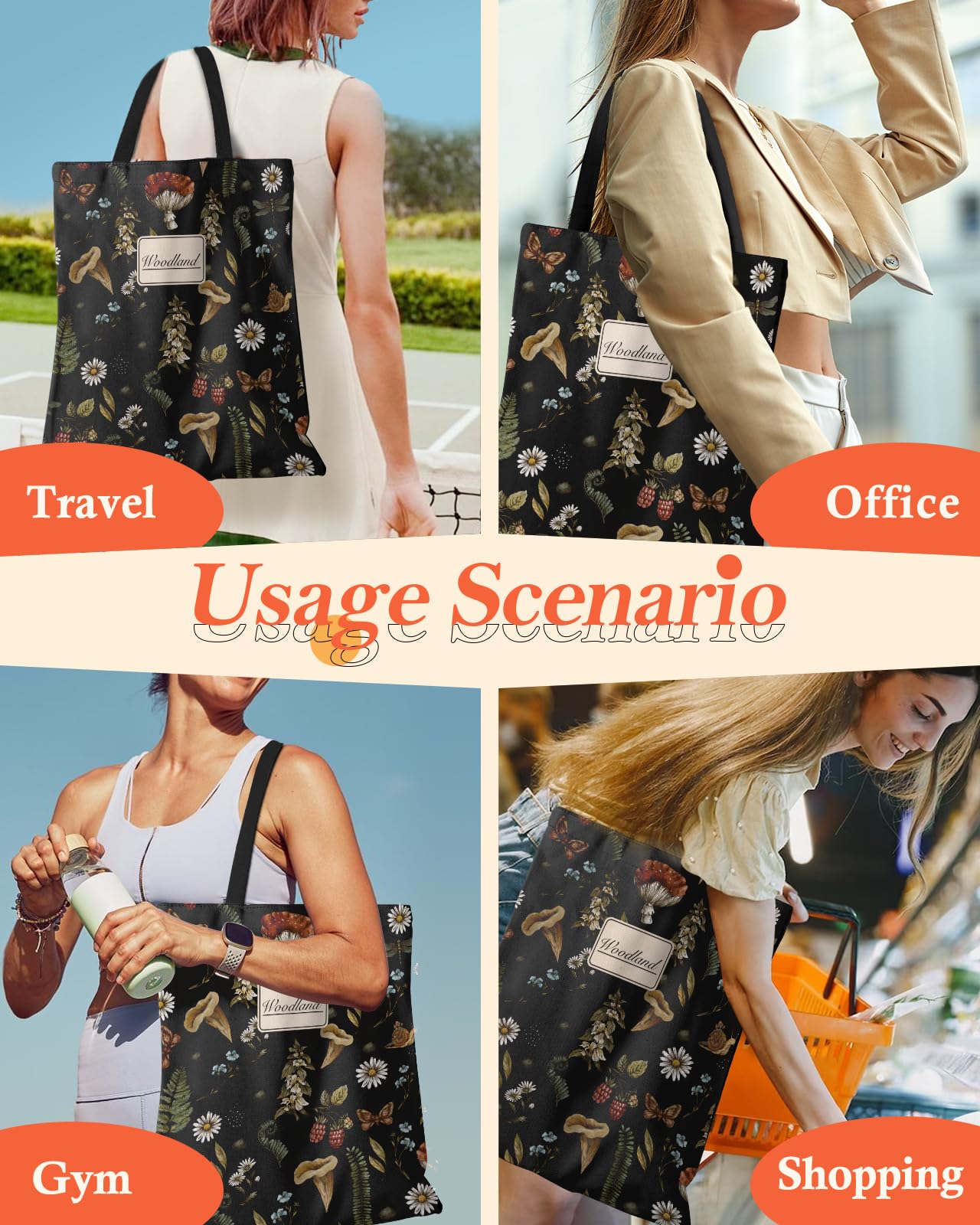 Stylish Cotton Canvas Tote Bag for Women - Durable Patterned Shoulder Bag for Shopping, Beach & Daily Use | Fashionable Reusable Grocery Tote