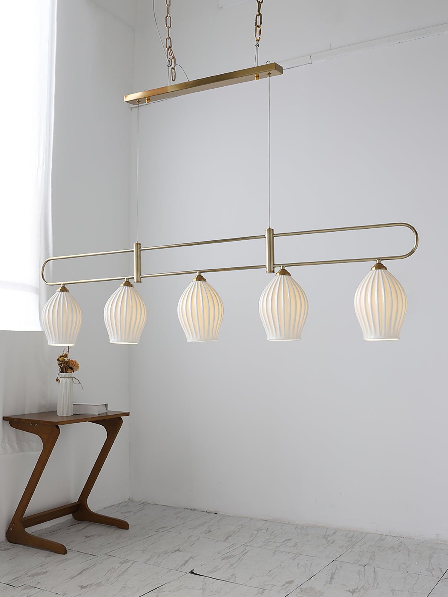 Modern Fin Pendant Light - Adjustable Hanging Ceiling Lamp for Kitchen Island, Dining Room & Bedroom | Industrial Style Lighting Fixture with Vintage Edison Bulbs