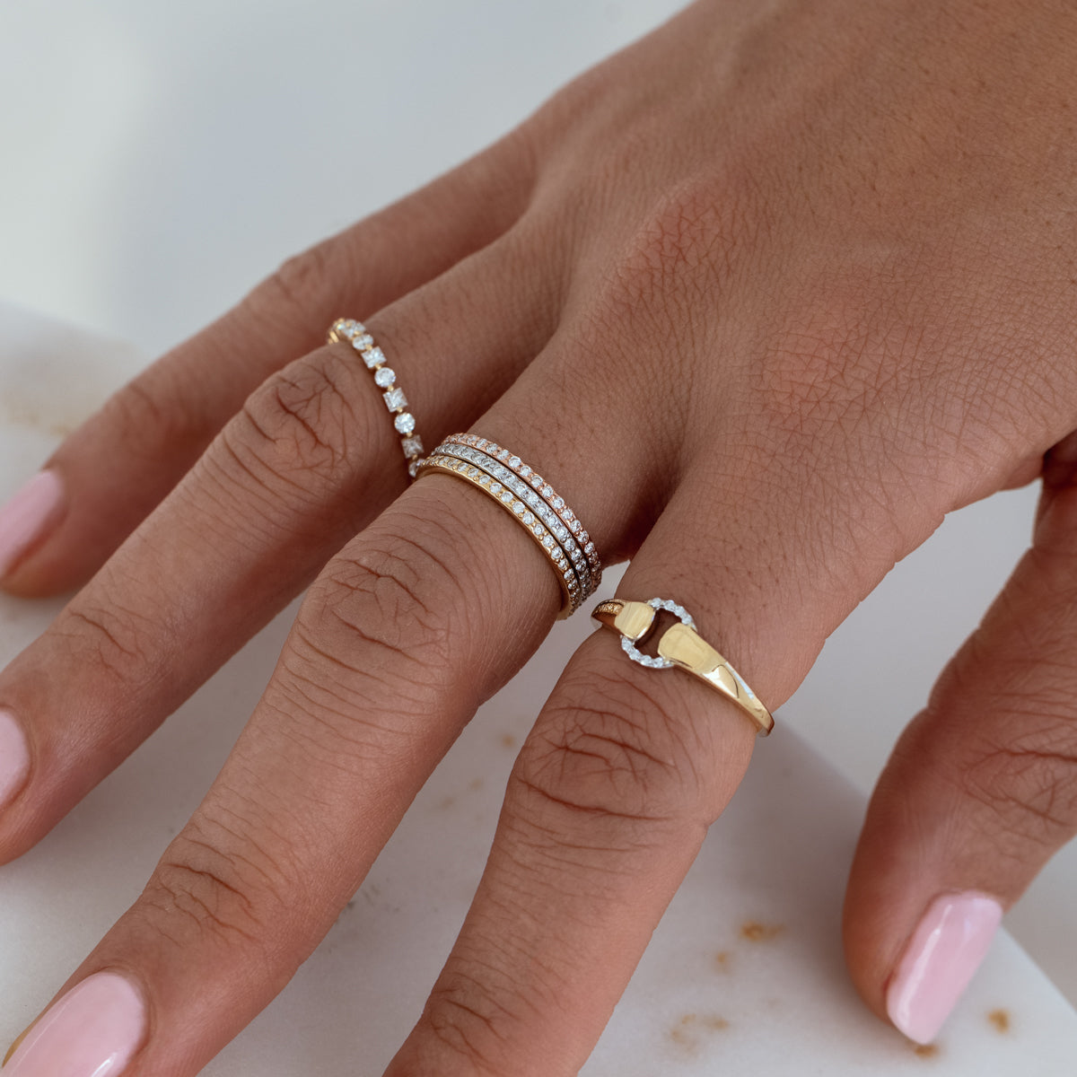 Diamond Stackable Eternity Bands for Women - 14K Gold Wedding Rings Set - Perfect for Anniversary, Engagement & Everyday Elegance
