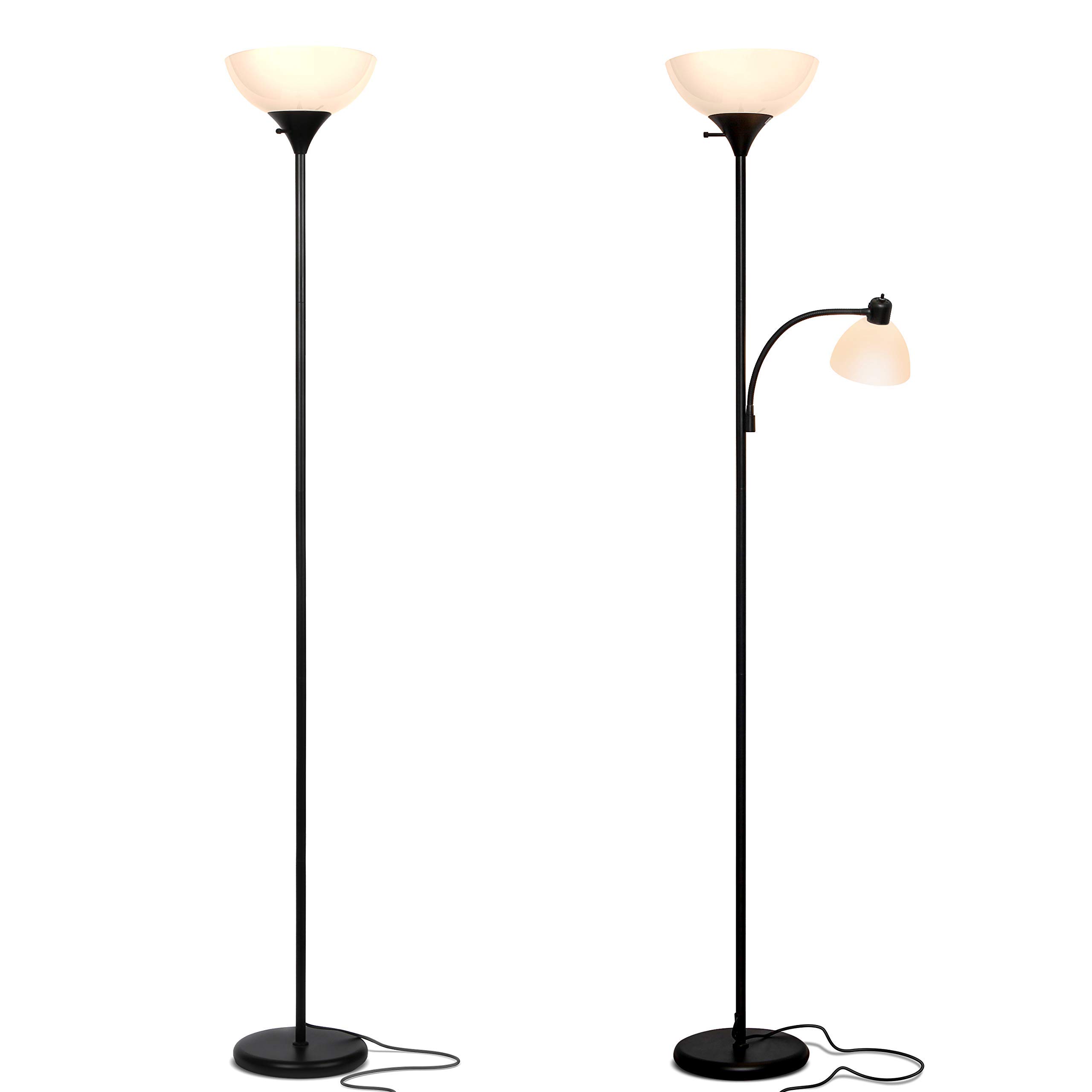 Brightech Sky Dome & Sky Dome Plus LED Floor Lamp Set - Dimmable Modern Standing Lamp for Living Room, Bedroom & Office - Tall Pole Torchiere & Reading Lamp in Black - Perfect for Ambient Lighting & Task Lighting