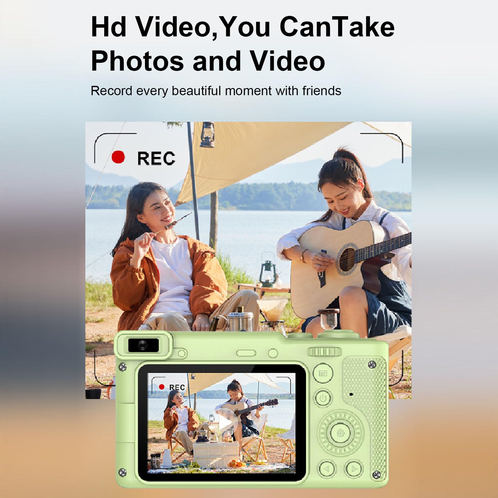 HD Digital Camera with 2.4in IPS Display | 8X Zoom Dual Front & Rear Cameras | Anti-Shake & Auto Focus | Night Vision & Built-in Filters | Perfect for Travel Vlogging & Photography (Green)
