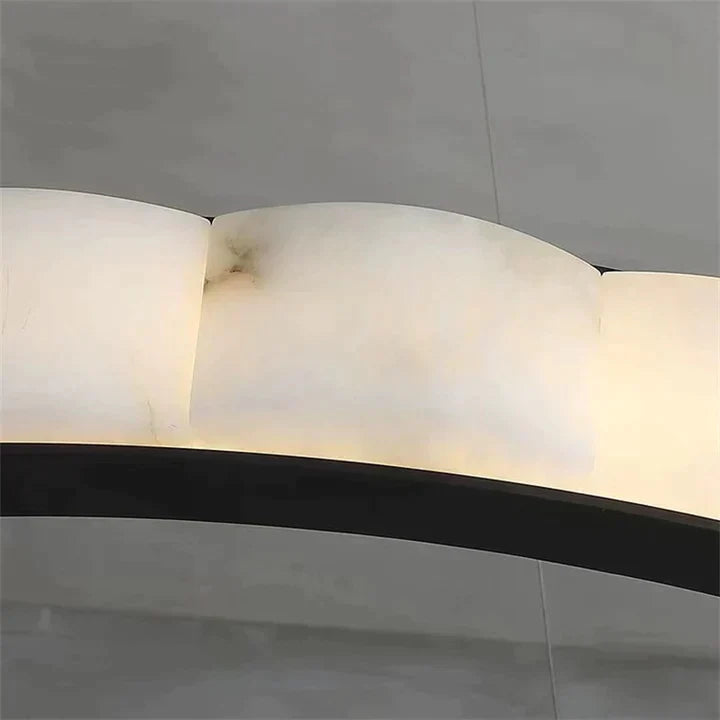Melonie Moden Alabaster Round Chandelier in Black - Elegant Dining Room Lighting Fixture for Kitchen Island, Foyer, and Bedroom
