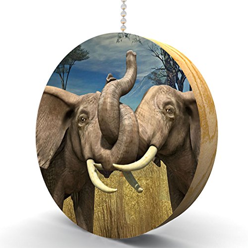 Serengeti Tenderness Elephants Hardwood Oak Ceiling Fan Pull Chain & Light Switch - Perfect for Safari-Themed Home Decor, Bedroom, Living Room, and Nursery