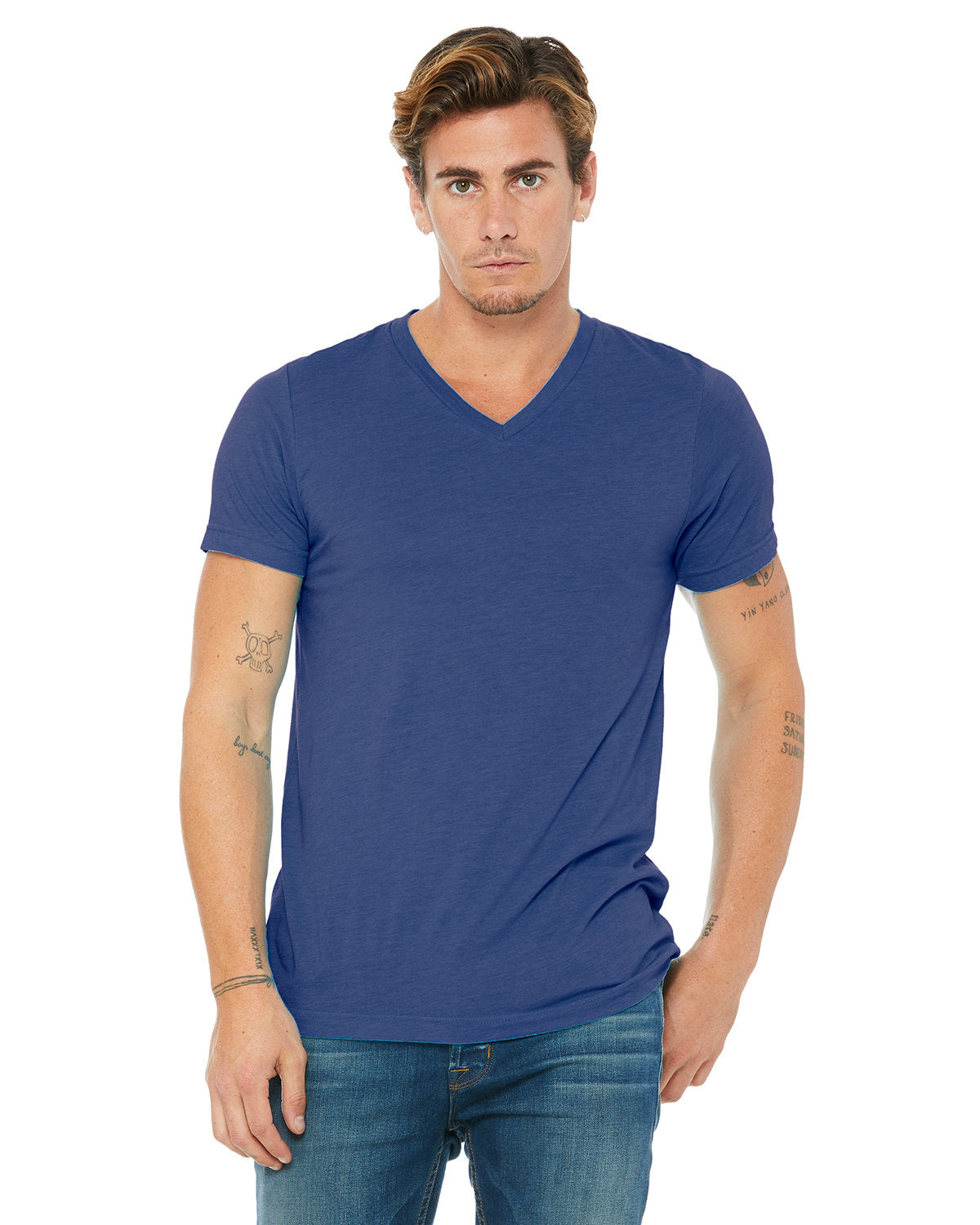 Bella + Canvas 3415C Unisex Triblend V-Neck T-Shirt - Soft Comfortable Tee for Men & Women - Perfect for Casual Wear, Layering & Everyday Outfits